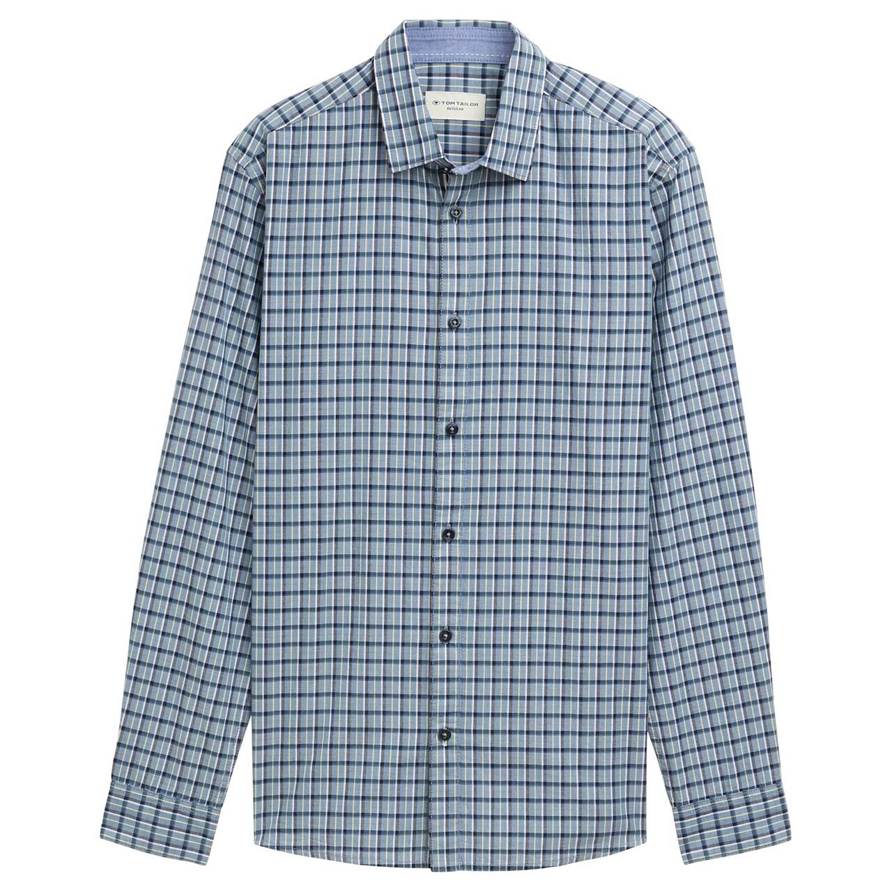 Tom Tailor Herren Hemd mystical blue lime check