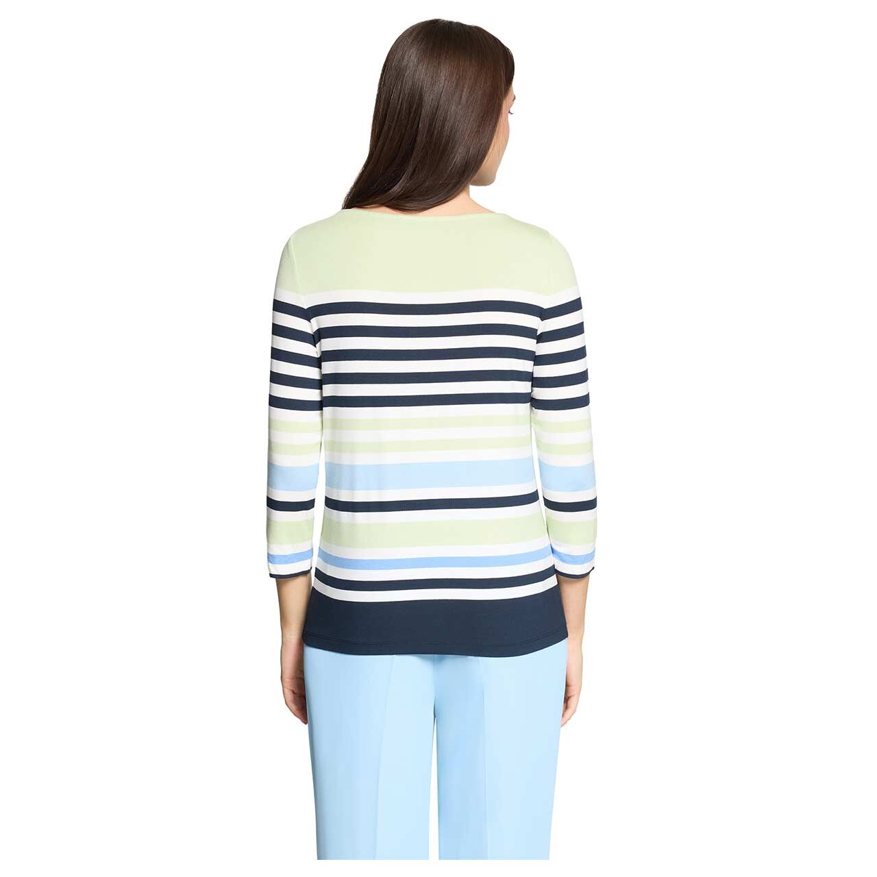 Damen 3/4 Arm Shirt von Betty Barclay in Grün gestreift, Rückansicht am Model