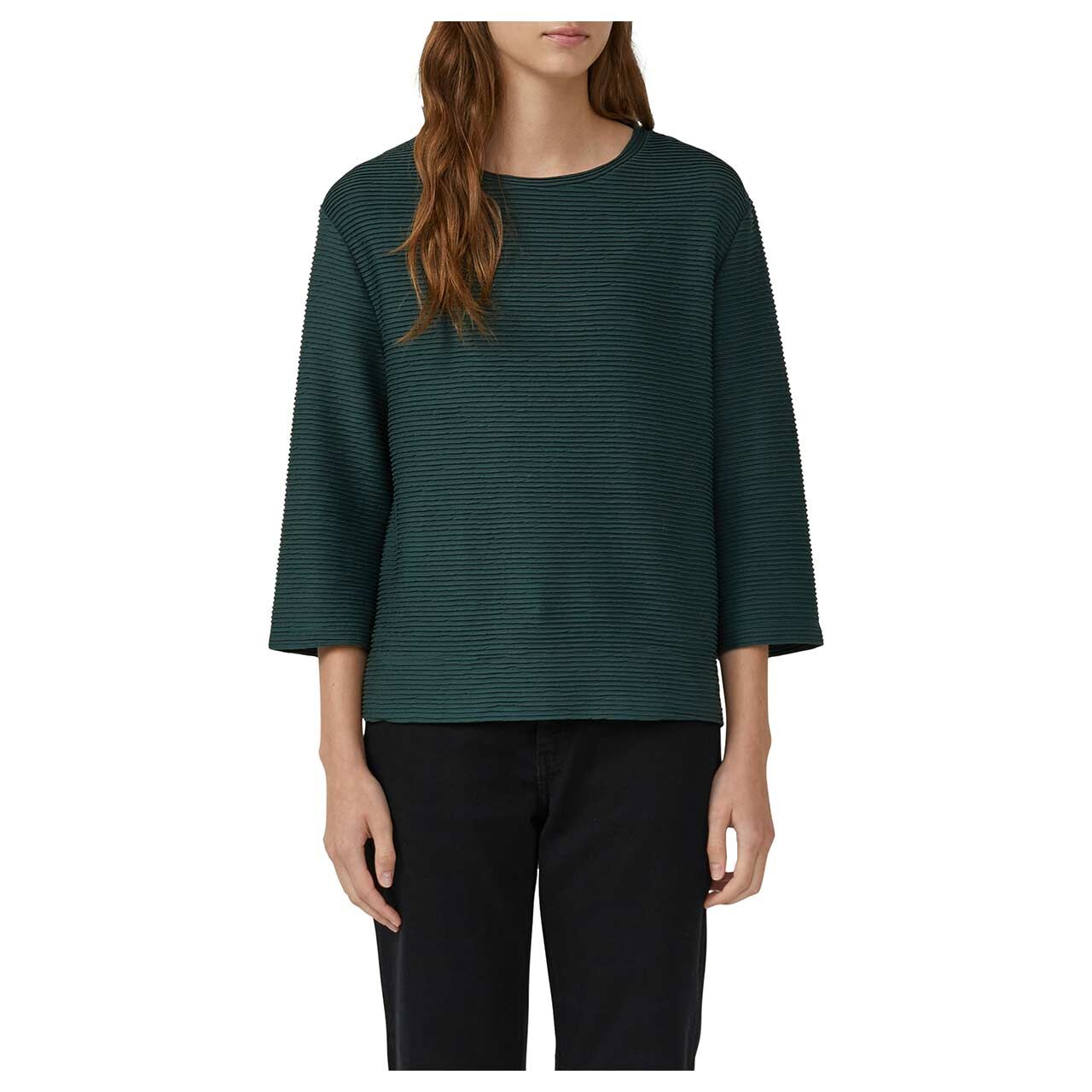 Damen 3/4 Arm Sweatshirt von s.Oliver in Dunkelgrün, Vorderansicht am Model