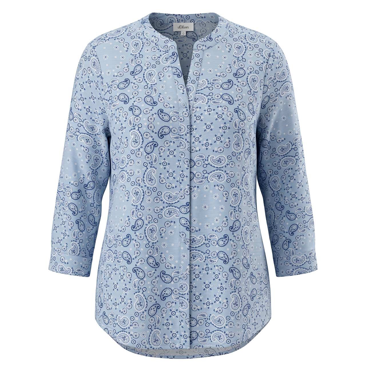s.Oliver Damen 3/4 Arm Bluse coastal blue print