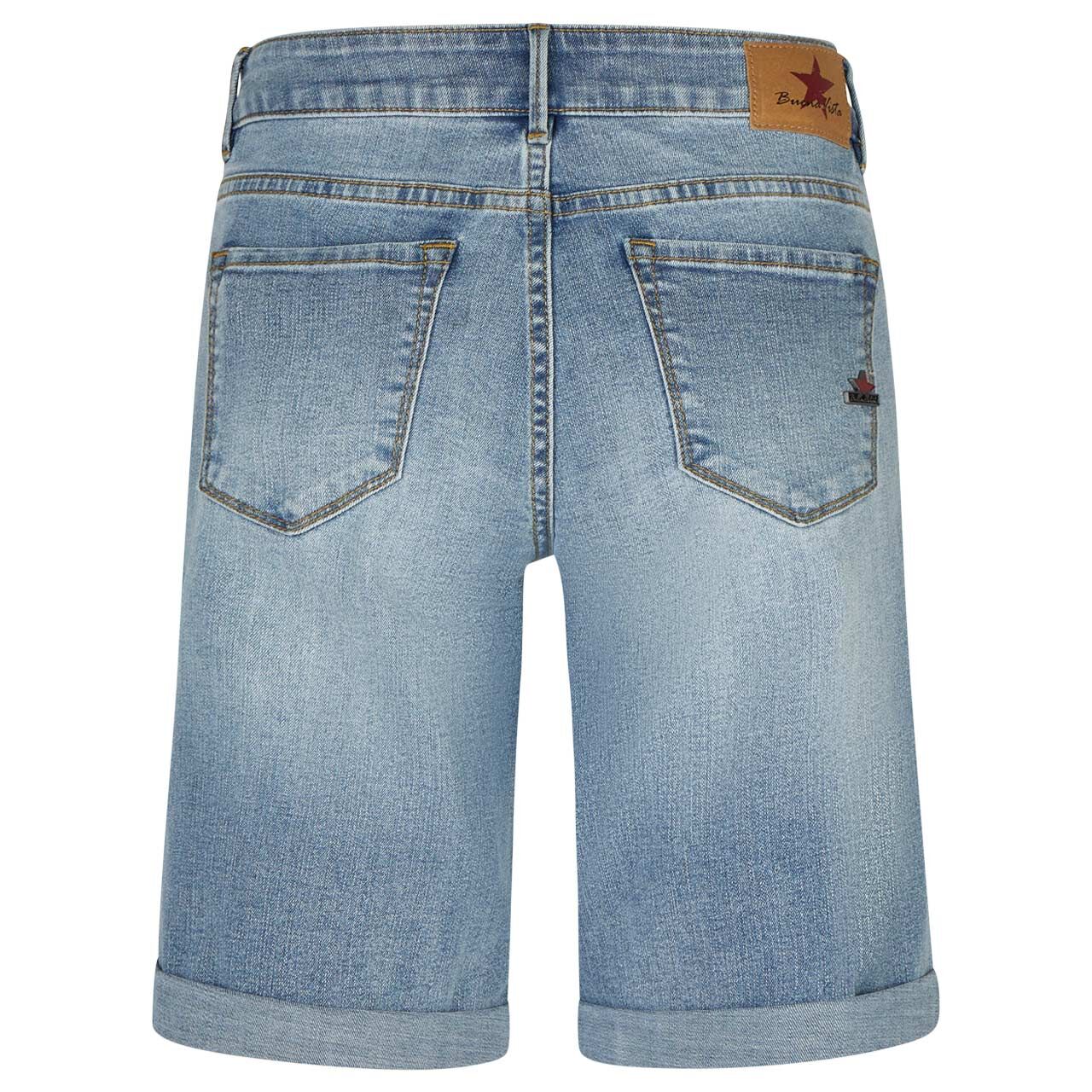 Damenjeans Italy-Short Stretch Denim von Buena Vista in Hellblau angewaschen, Rückansicht an der Puppe