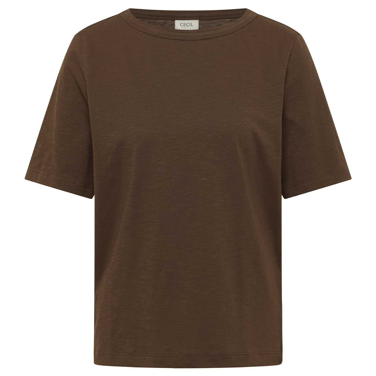 Cecil Damen T-Shirt Solid Slubyarn macchiato brown