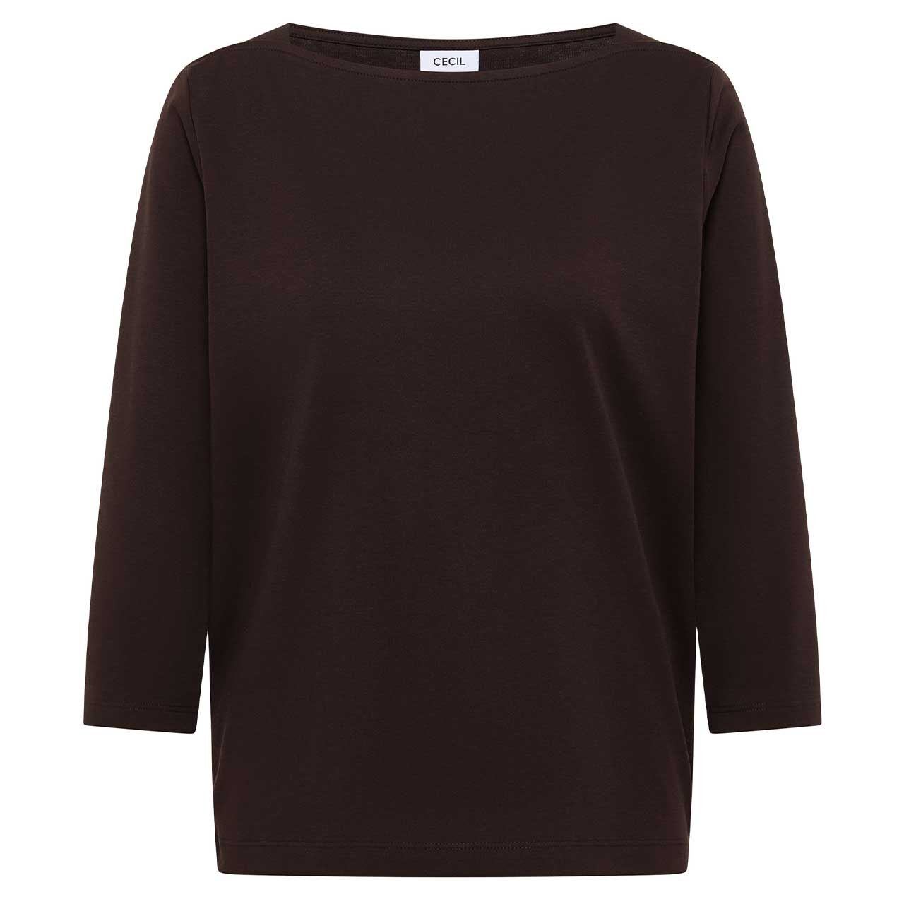 Cecil Damen 3/4 Arm Shirt Basic Boatneck truffle brown