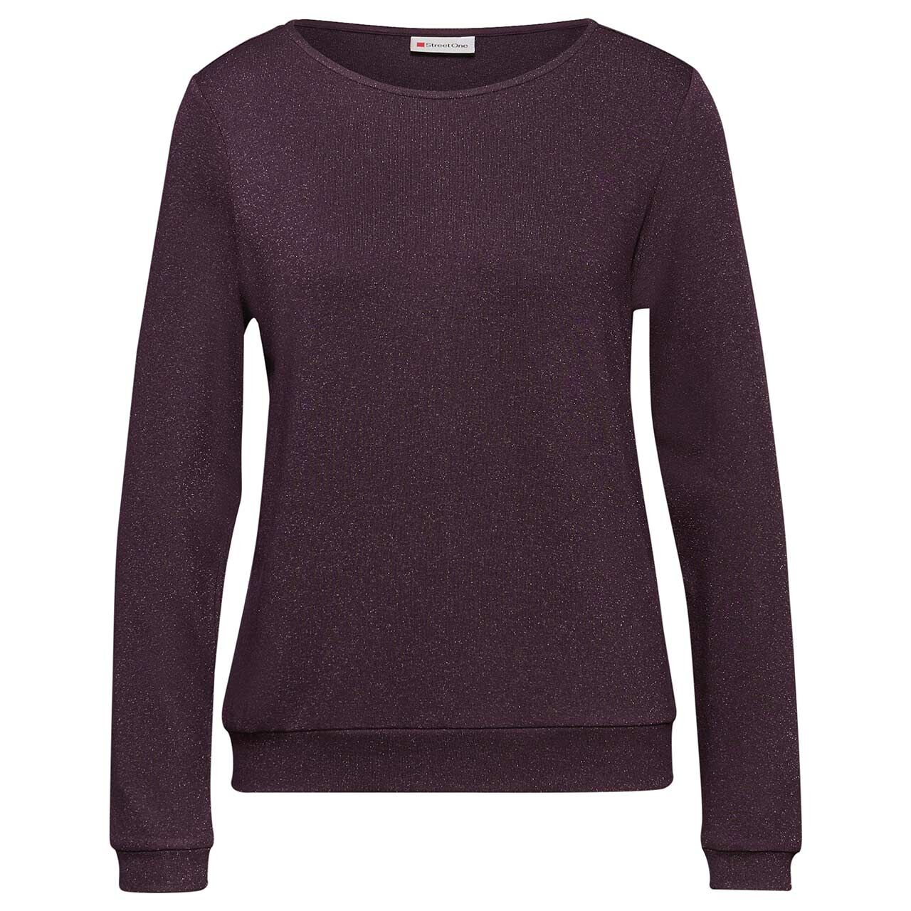 Street One Damen Langarm Shirt Fine Shiny Knit Look jazz berry
