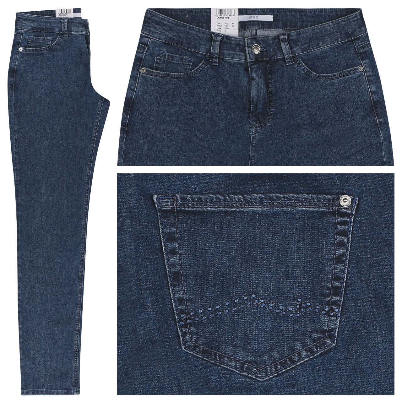 MAC Jeans Carrie Pipe für Damen in Mittelblau, FarbNr.: D690
