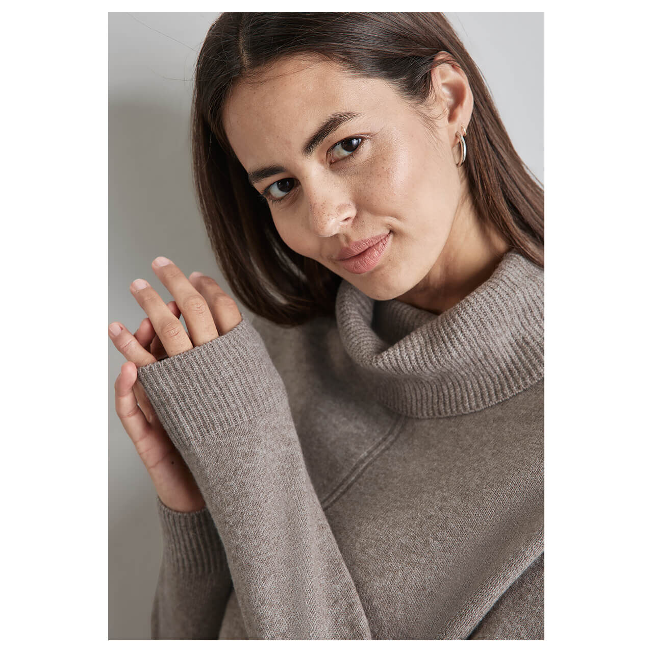 Street One Damen Rollkragen Pullover Easy Roll Neck Sweater mocha beige melange
