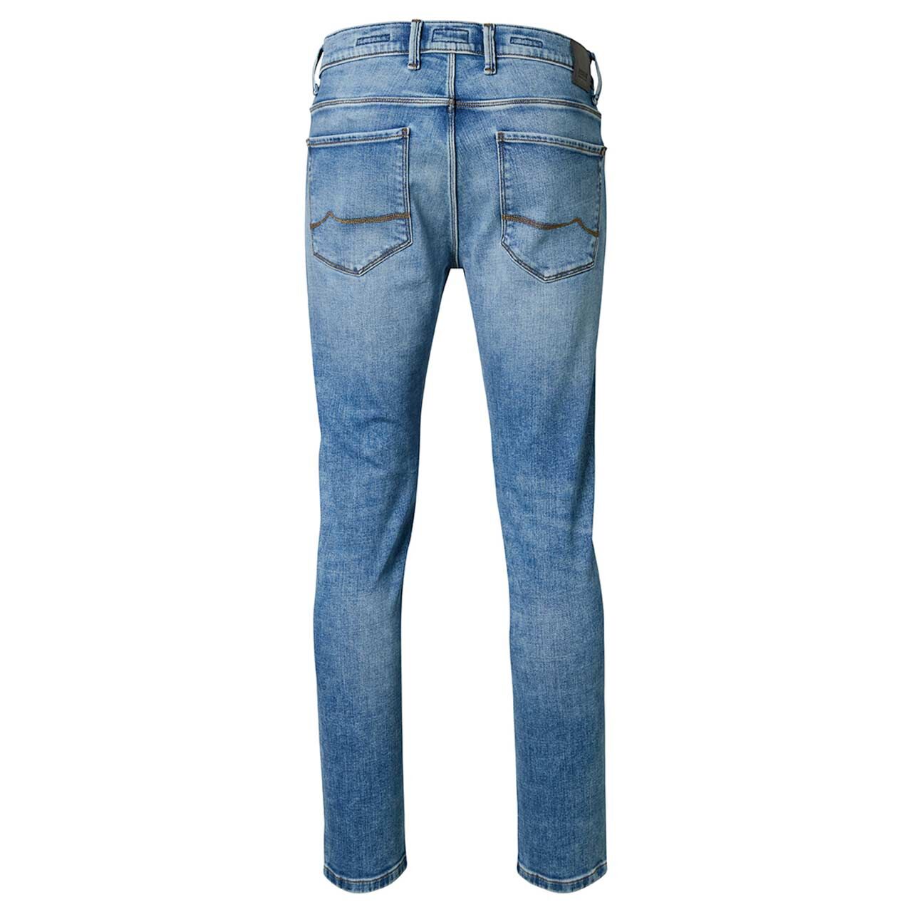 Stretch Herrenjeans Eric Megaflex in Hellblau verwaschen von Pioneer, Nahaufnahme Bund vorne