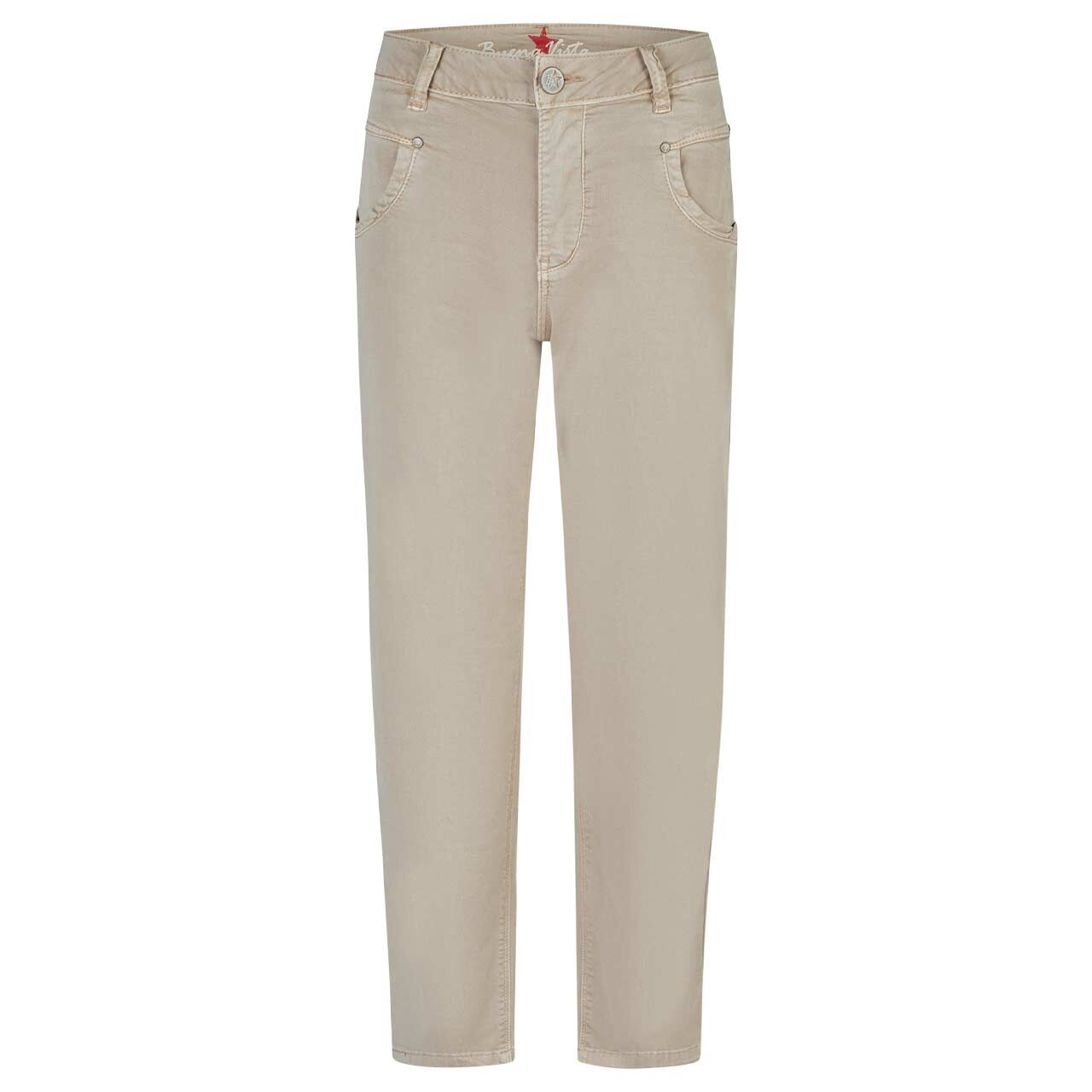 Damen Baumwollhose Anna C 7/8 Straight Summer Twill von Buena Vista in Beige, Vorderansicht