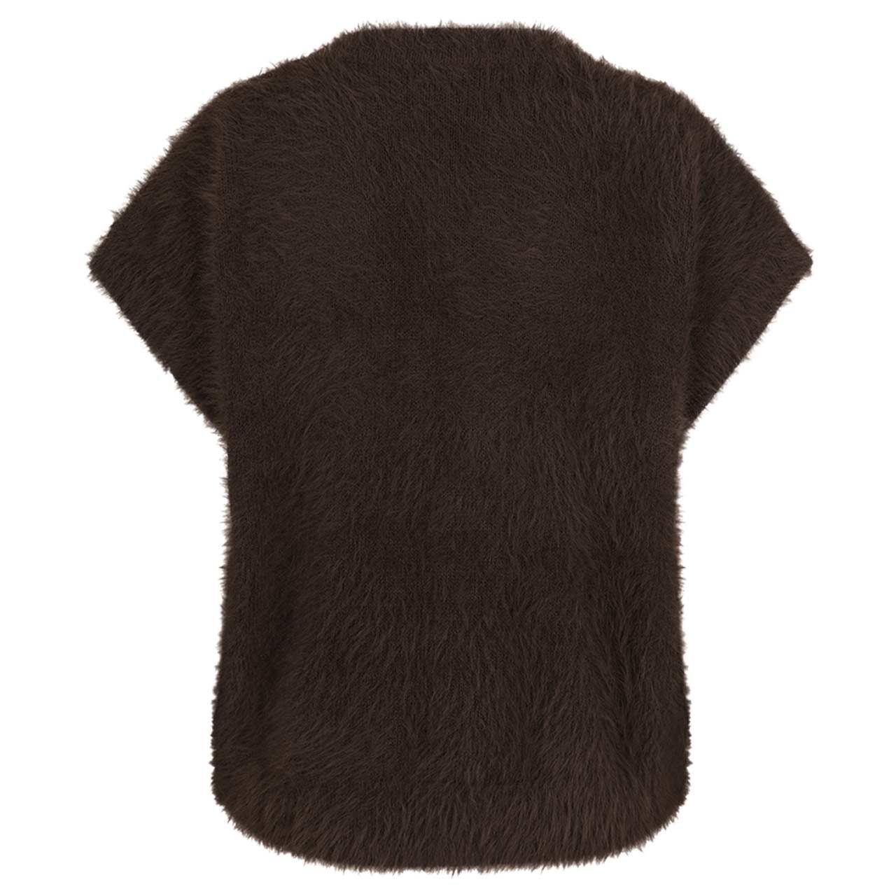 Damen Kurzarm Strickjacke Sleeveless Fuzzy von Red Button in Dunkelbraun, Rückansicht
