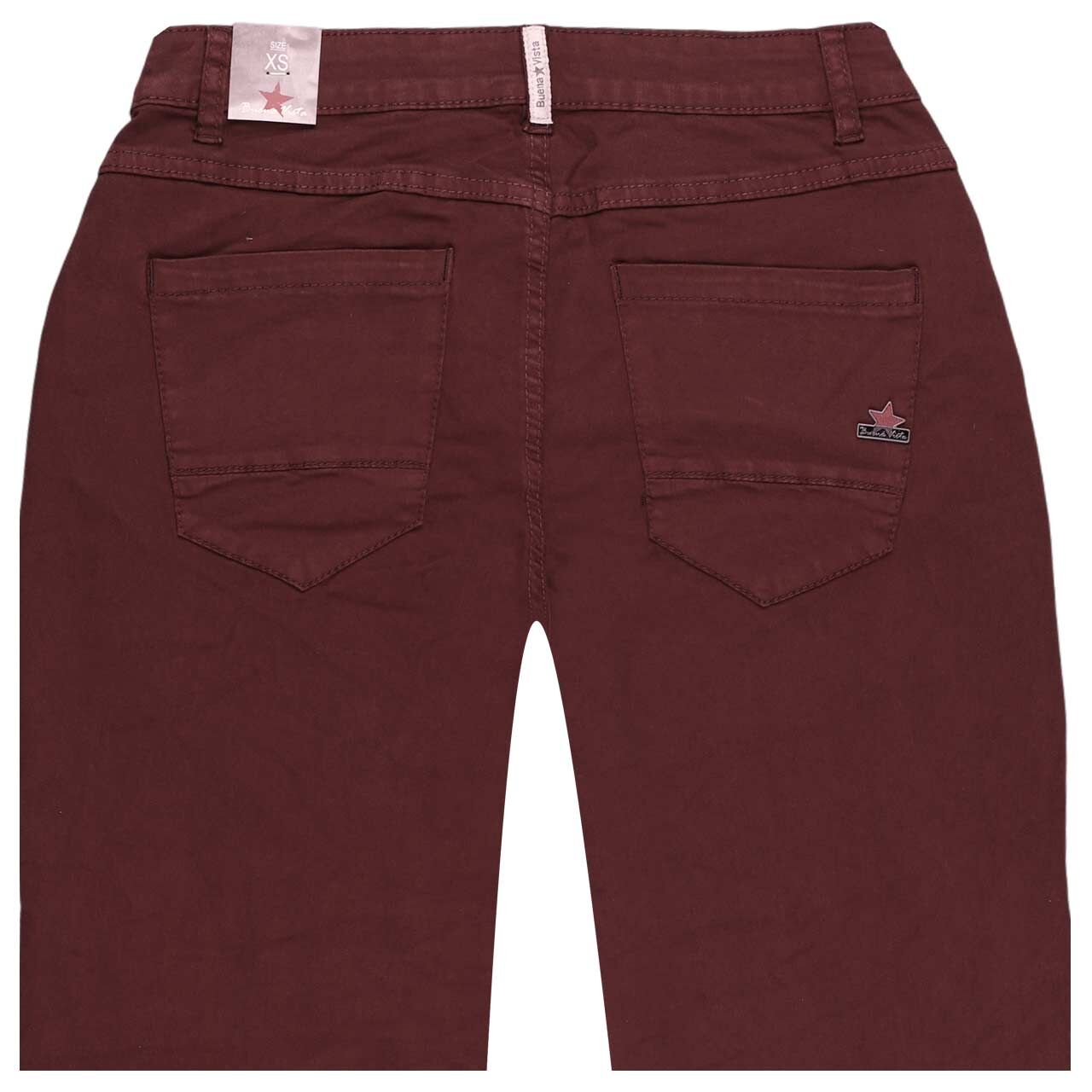 Damen Ankle Baumwollhose Anna C Straight Cropped Stretch Twill von Buena Vista in Burgunderrot, detaillierte Rückansicht