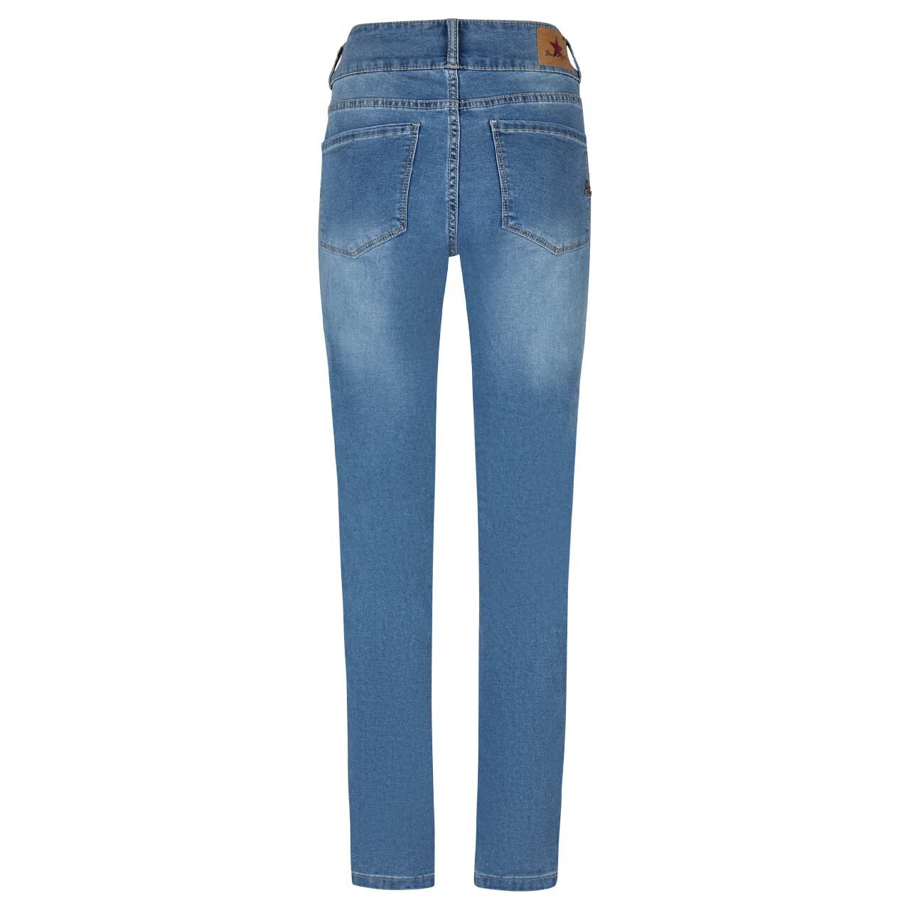 Damen Ankle Jeans Tummyless Cropped Stretch Cozy Denim von Buena Vista in Blau angewaschen,