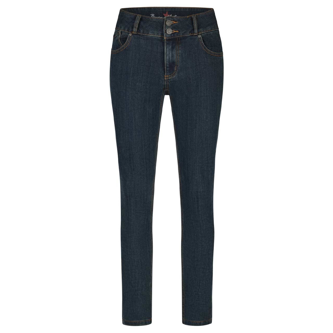 Damen Ankle Jeans Tummyless Cropped Soft Warming von Buena Vista in Blau angewaschen, Vorderansicht