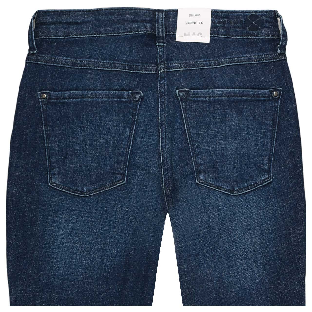 Damenjeans Dream Skinny von MAC in Dunkelblau angewaschen, detaillierte Rückansicht