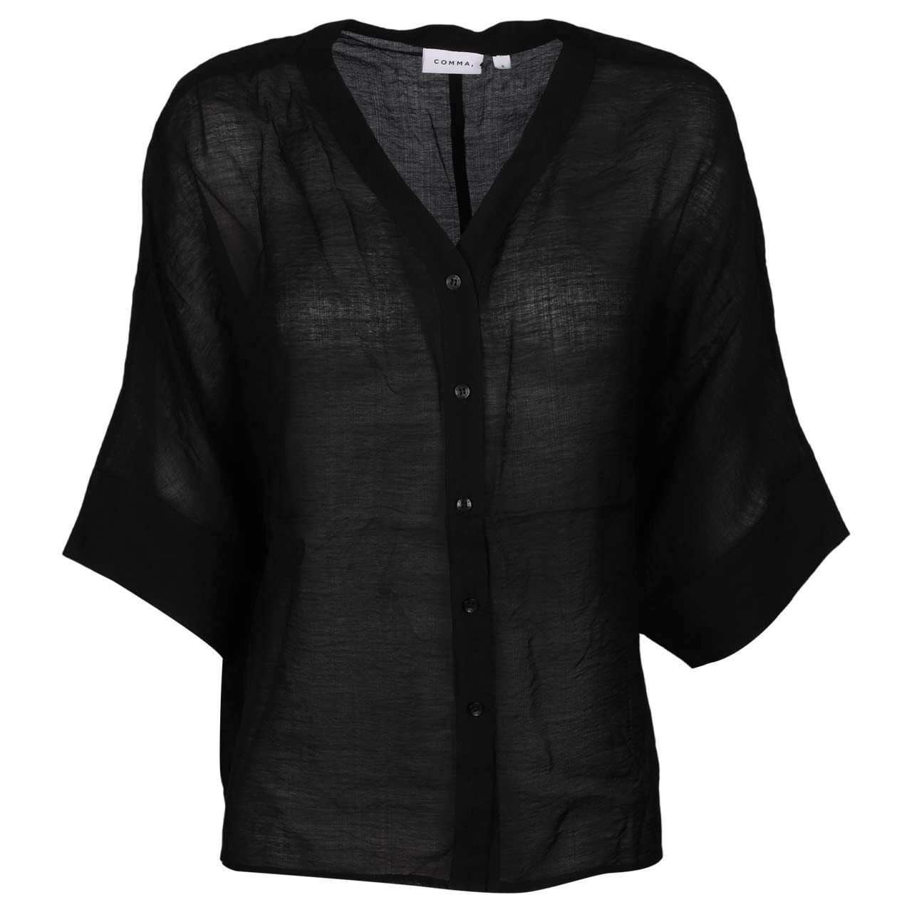 Comma Damen Kurzarm Bluse soft black