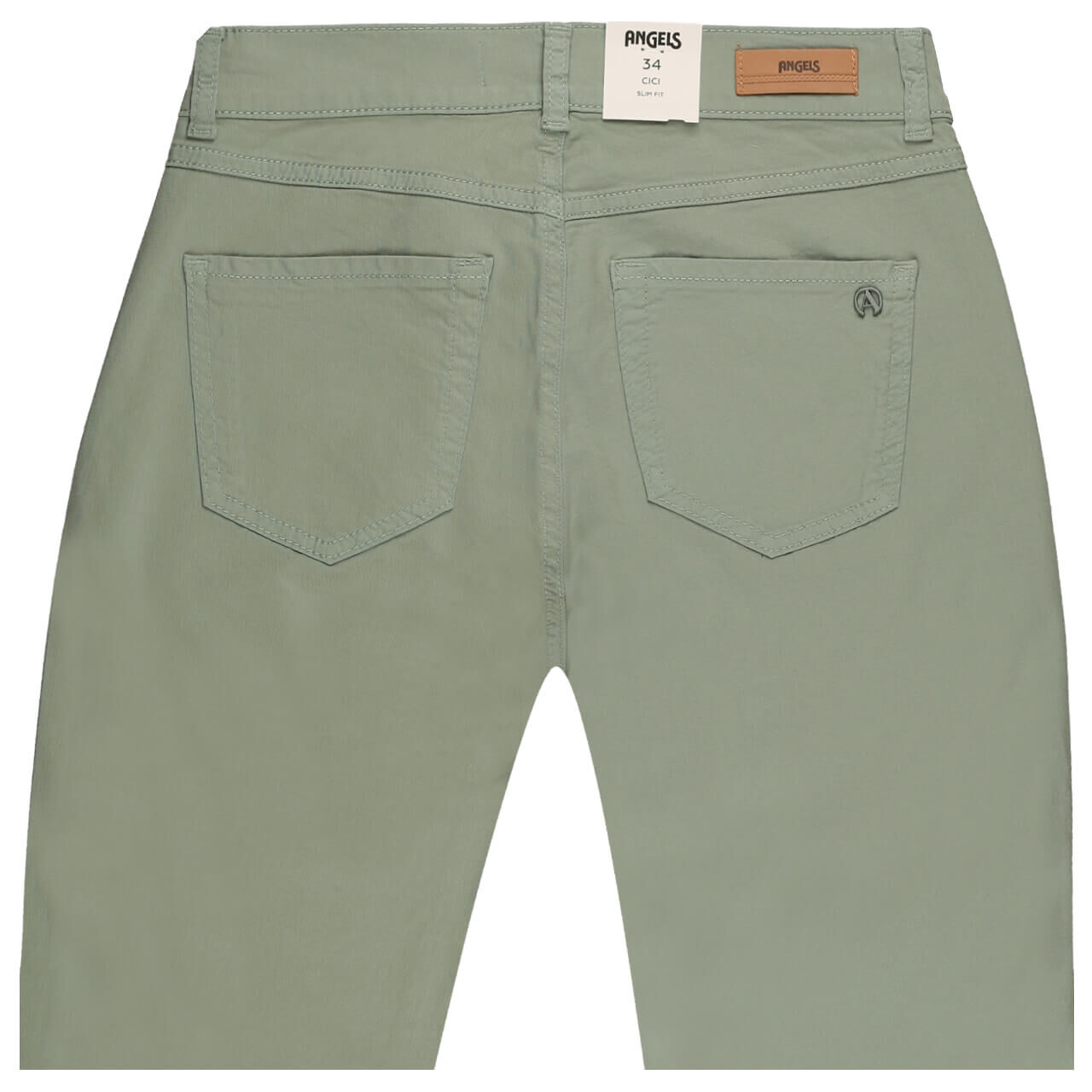 Stretch Damen Baumwollhose Cici von Angels in Jadegrün, Rückansicht