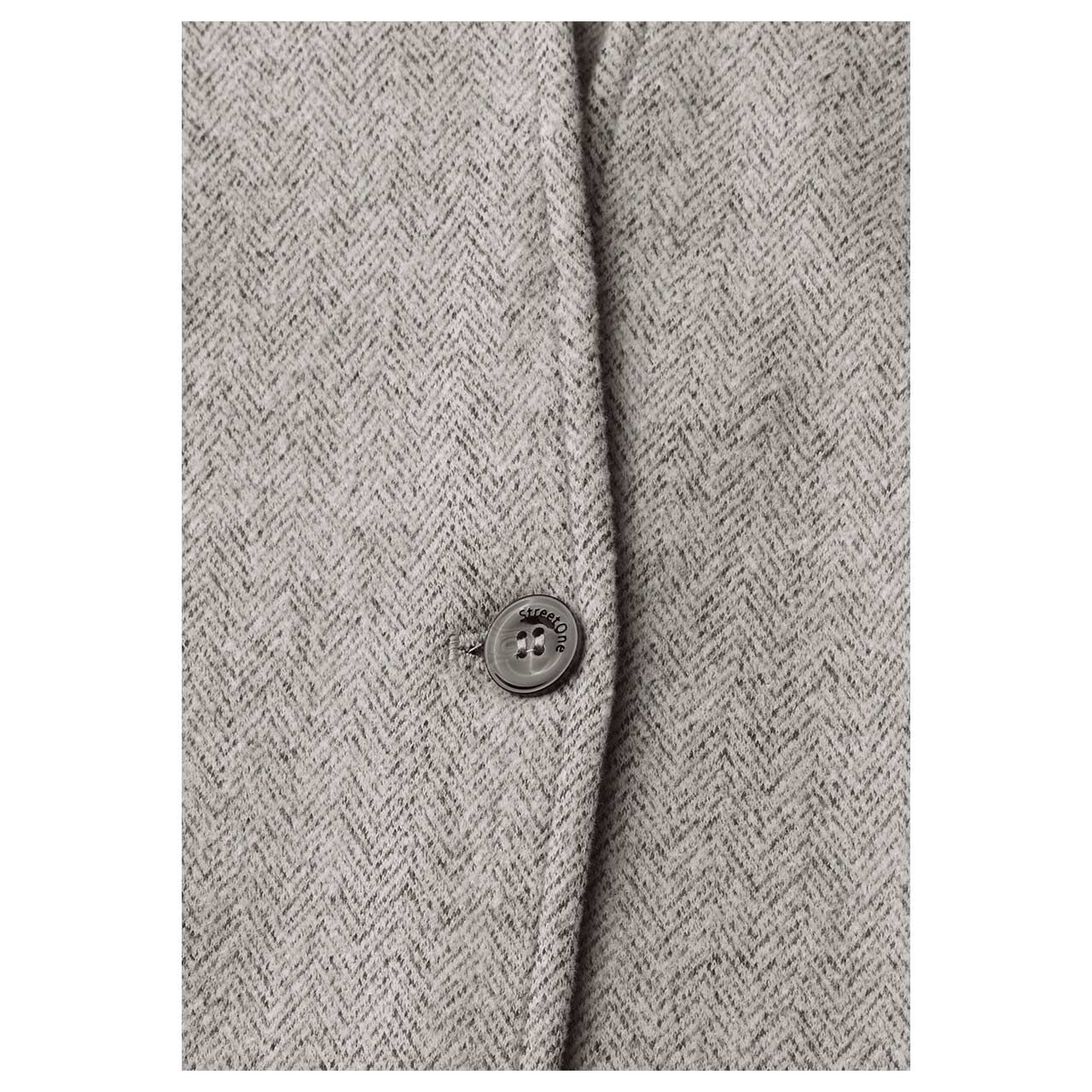 Damen Blazer Herringbone von Street One in Beige mit Print, detaillierte Ansicht Verschlussknopf