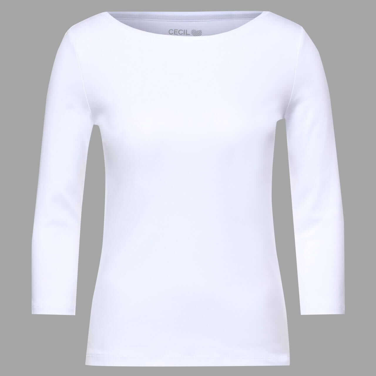 Cecil Basic Boatneck 3/4 Arm Shirt für Damen in Weiß, FarbNr.: 10000