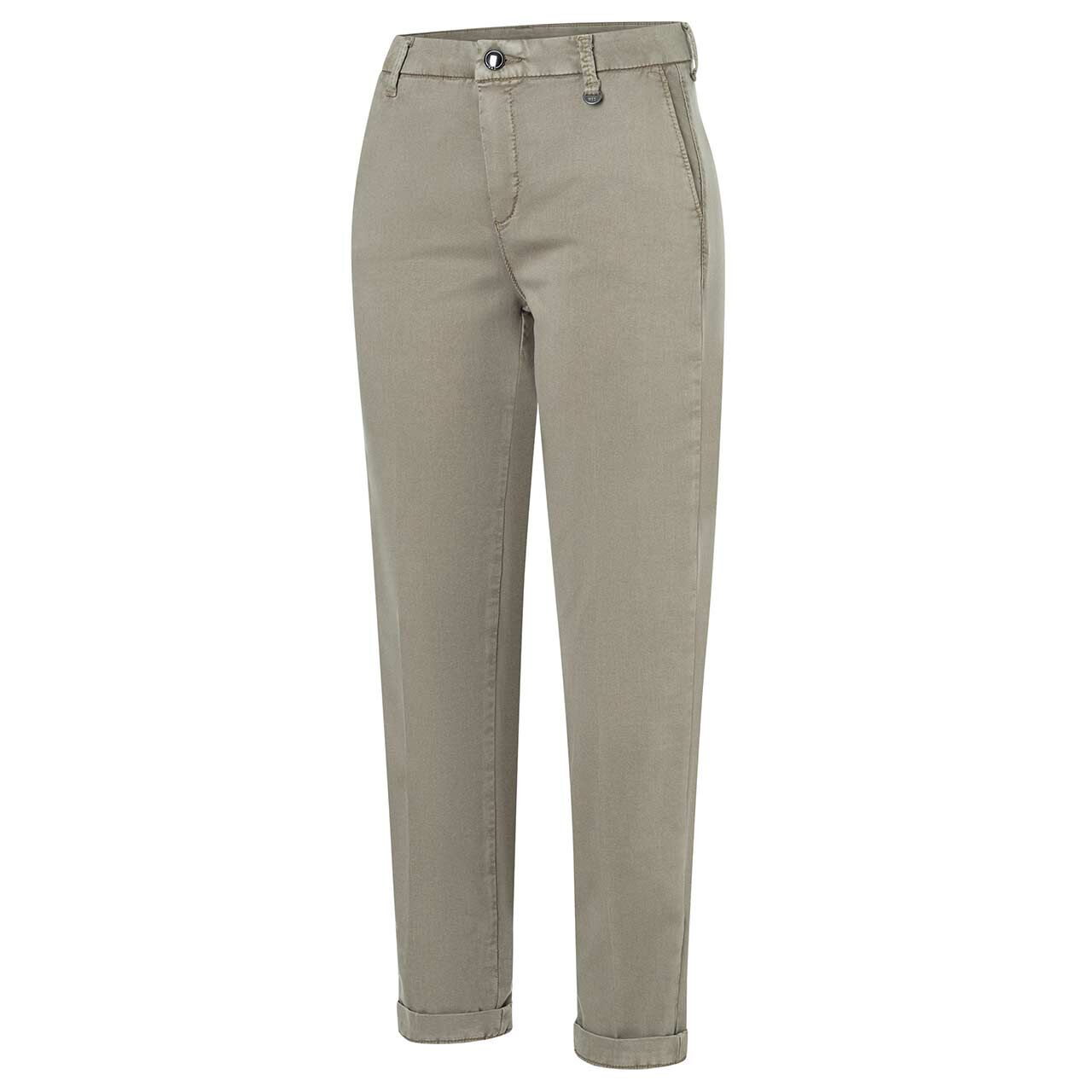 Damen 7/8 Baumwollhose Chino von MAC in Grün-Braun, Seitenansicht