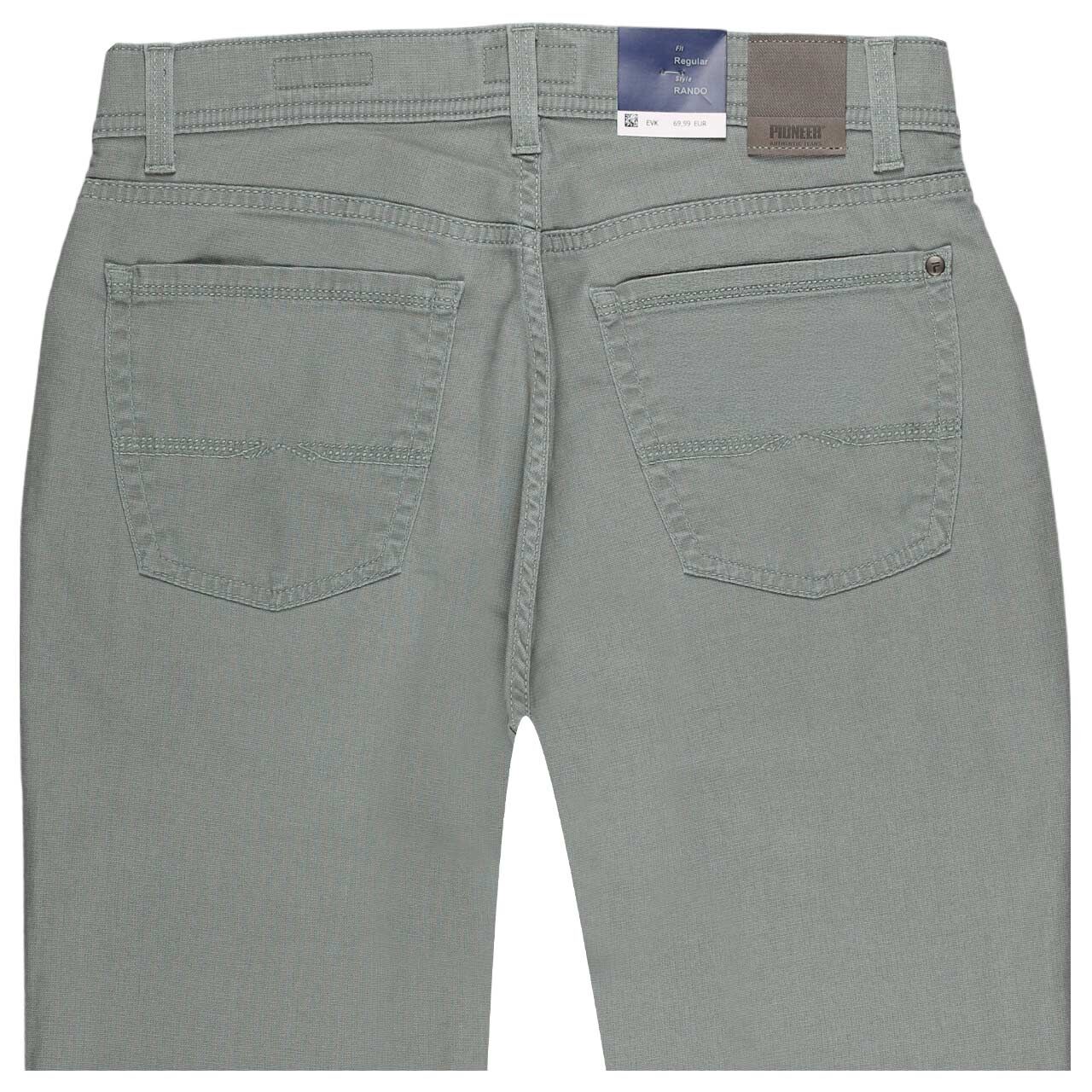 Stretch Herren Baumwollhose Rando Megaflex in Grün von Pioneer, detaillierte Rückansicht