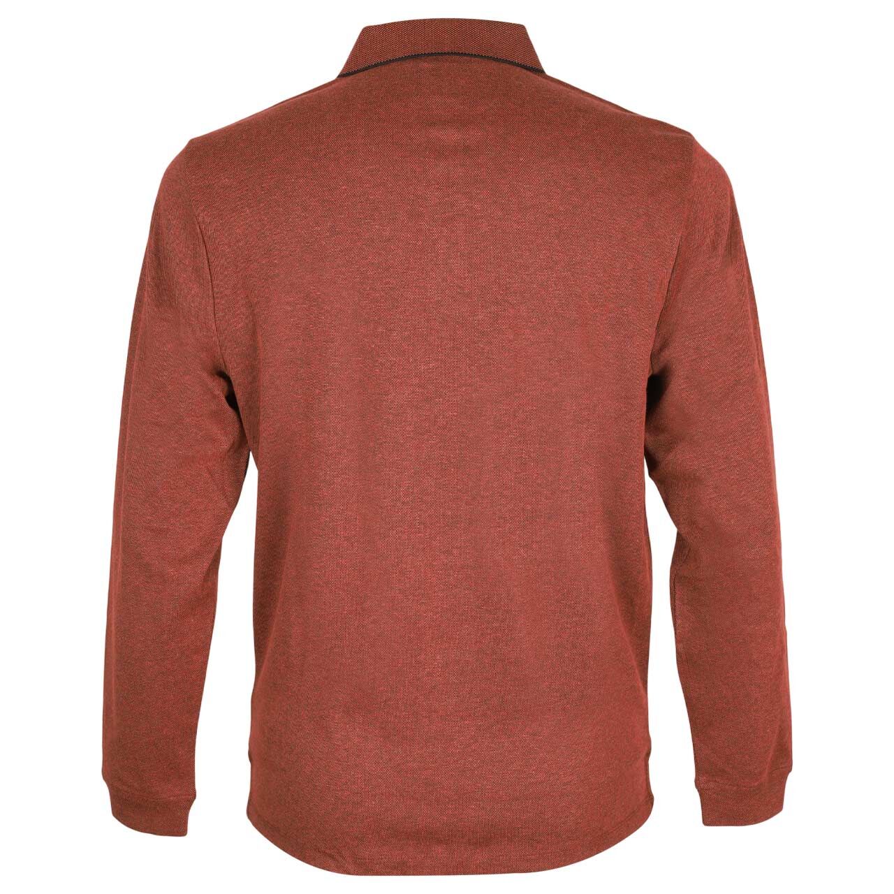 Herren Polo Langarm Shirt von Casa Moda in Rot-Braun meliert, Rückansicht