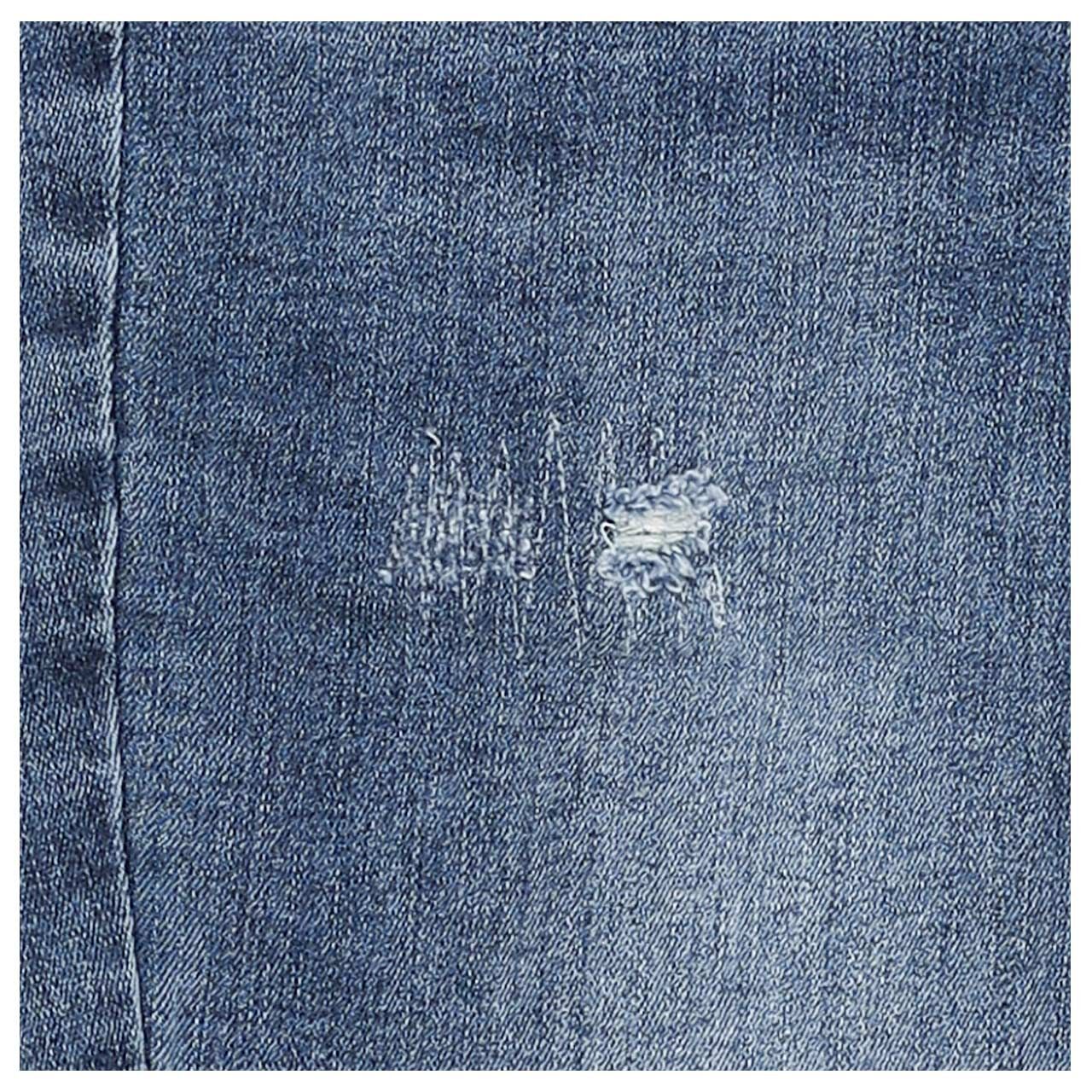 Damenjeans Italy V 7/8 Stretch Denim von Buena Vista in Blau mit Destroyed-Effekten, Detailansicht vom Destroyed-Effekt