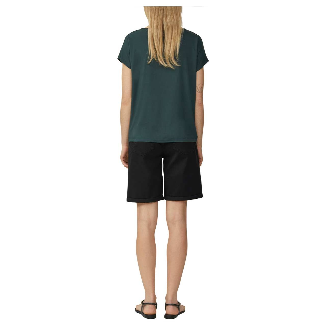 Damen T-Shirt von s.Oliver in Dunkelgrün, Rückansicht mit Model