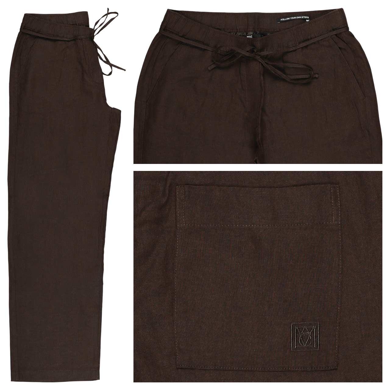 MAC Chiara Belt Leinenhose truffle brown