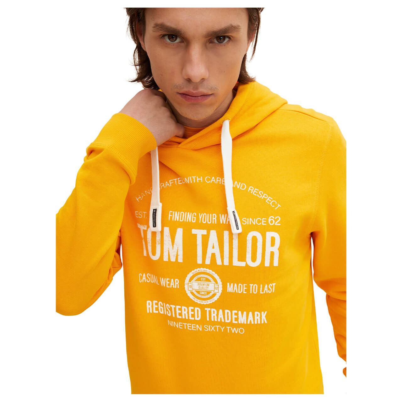 Tom Tailor Hoodie With Print Sweatshirt für Herren in Gelb mit Print, FarbNr.: 24135