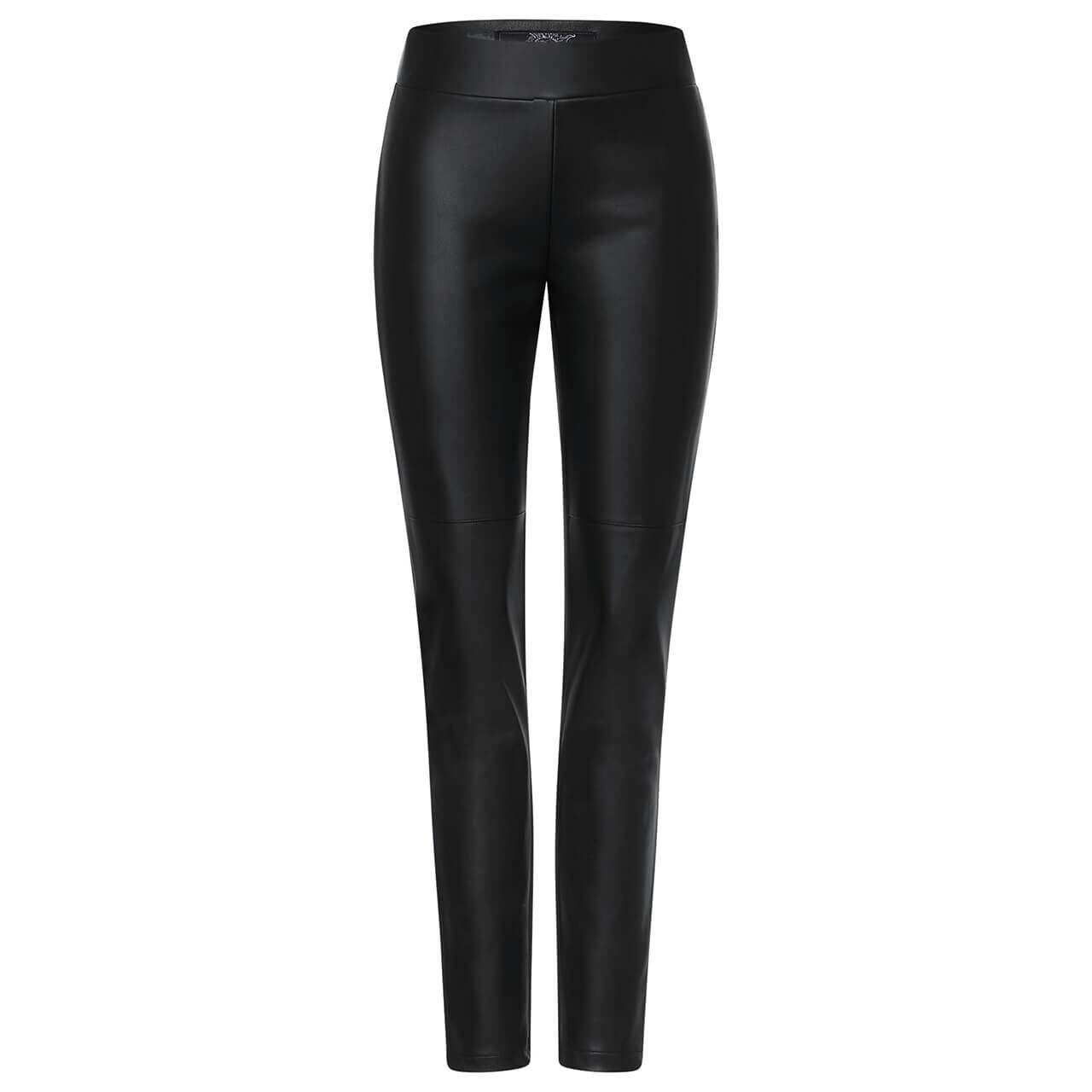 cecil-leggins-vicky-pu-patch-schwarz-10001 Cecil Vicky Leggings für Damen in Schwarz beschichtet, FarbNr.: 10001