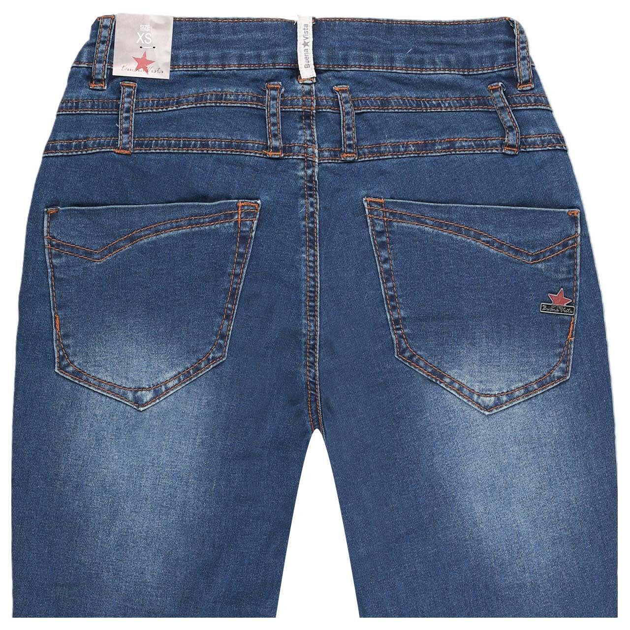 Stretch Damenjeans Florida 7/8 Cozy Denim von Buena Vista in Dunkelblau angewaschen, detaillierte Rückansicht