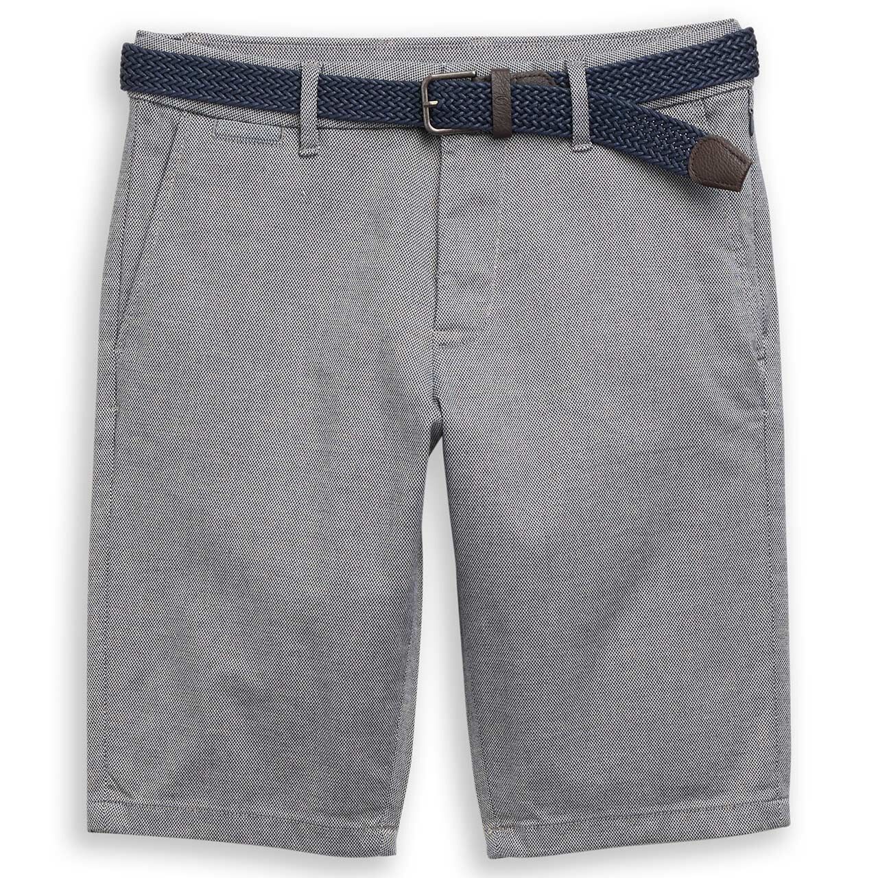 Herren Chino Baumwoll Bermuda von Tom Tailor in Weiß-Blau mit Print, weitere Vorderansicht