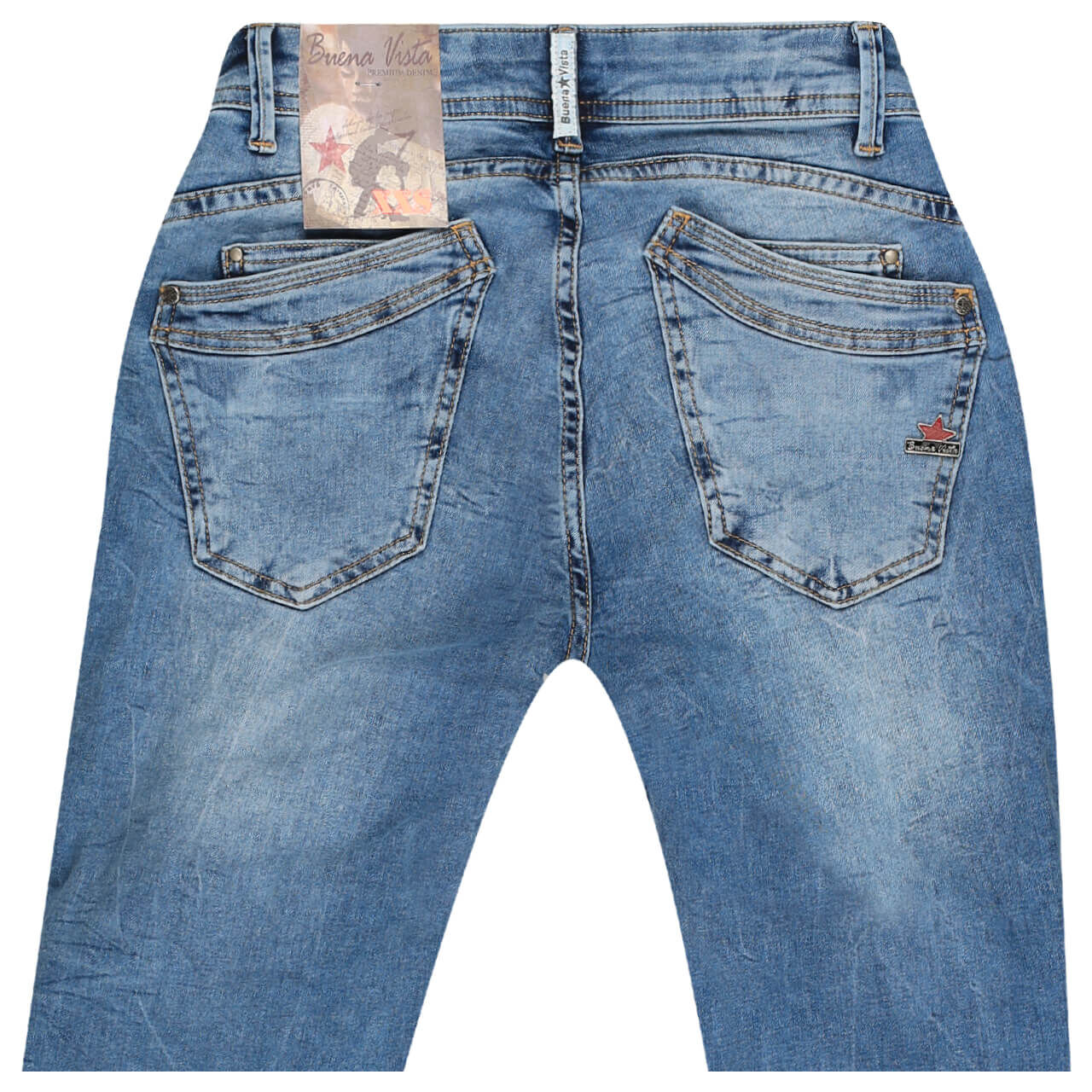 Buena Vista Jeans Malibu 7/8 Stretch Denim für Damen in Hellblau verwaschen mit Destroyed-Effekten, FarbNr.: 4804
