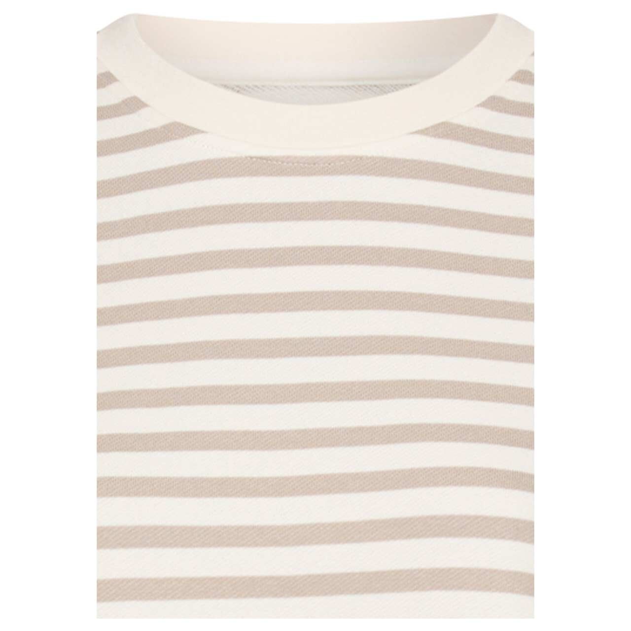 Damen Sweatshirt von Camel active in Grau gestreift, detaillierte Vorderansicht Ausschnitt
