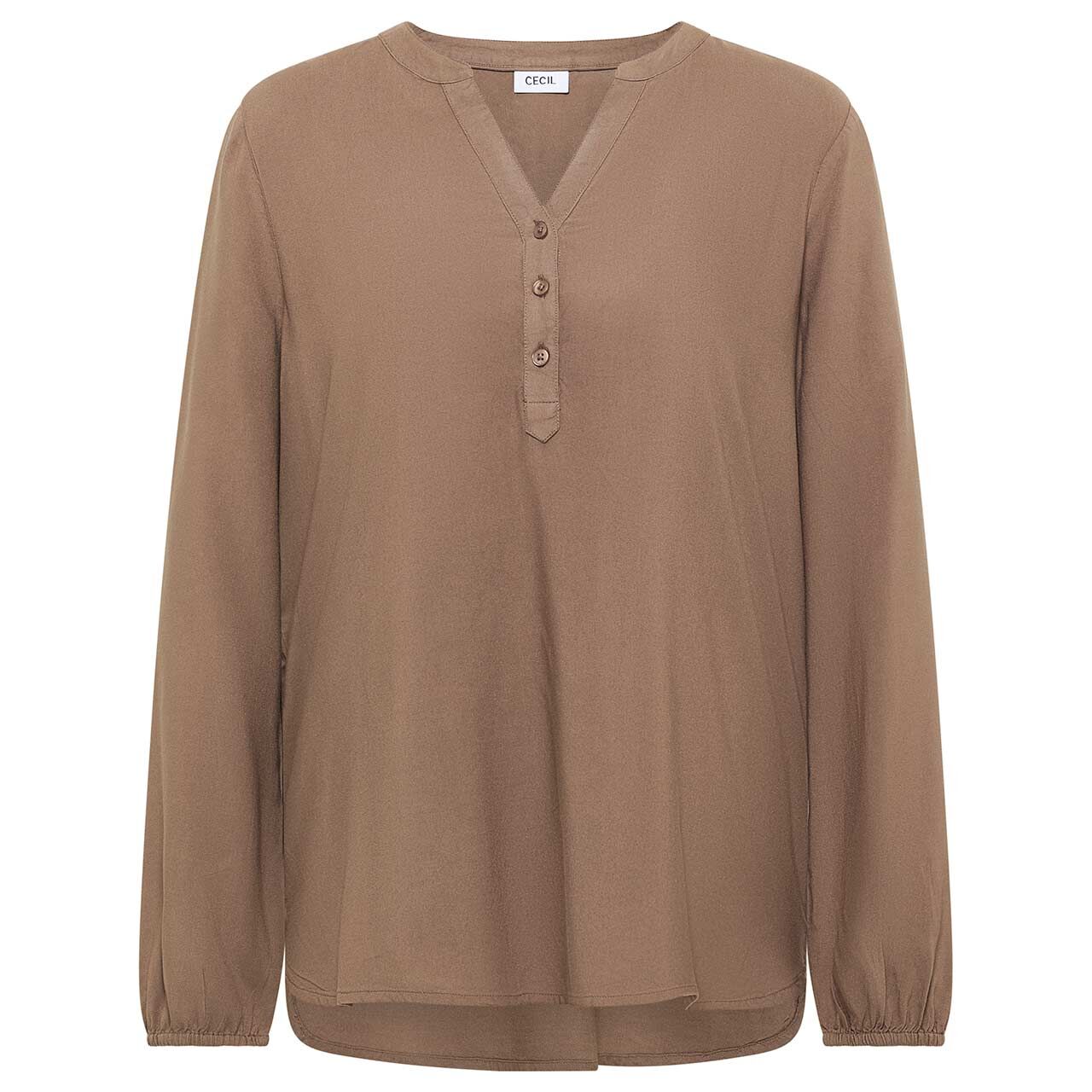 Cecil Damen Langarm Bluse Solid cocoa taupe