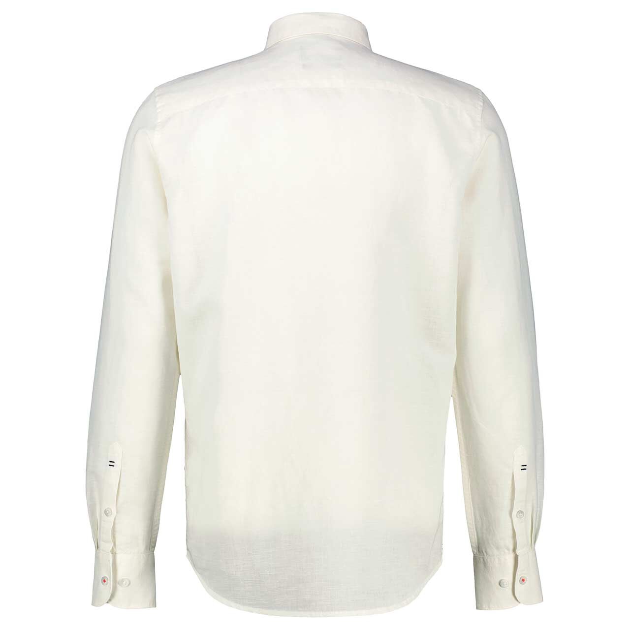 Herren Leinen Langarm Hemd von Lerros in Cremeweiß, Rückansicht