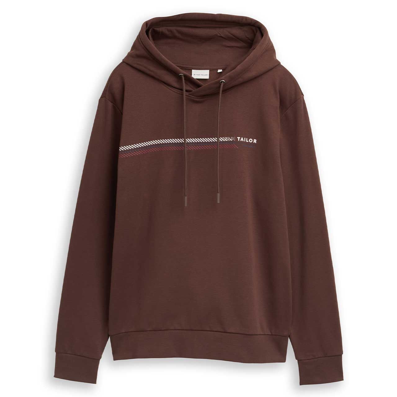 Tom Tailor Herren Hoodie Sweatshirt bag brown print