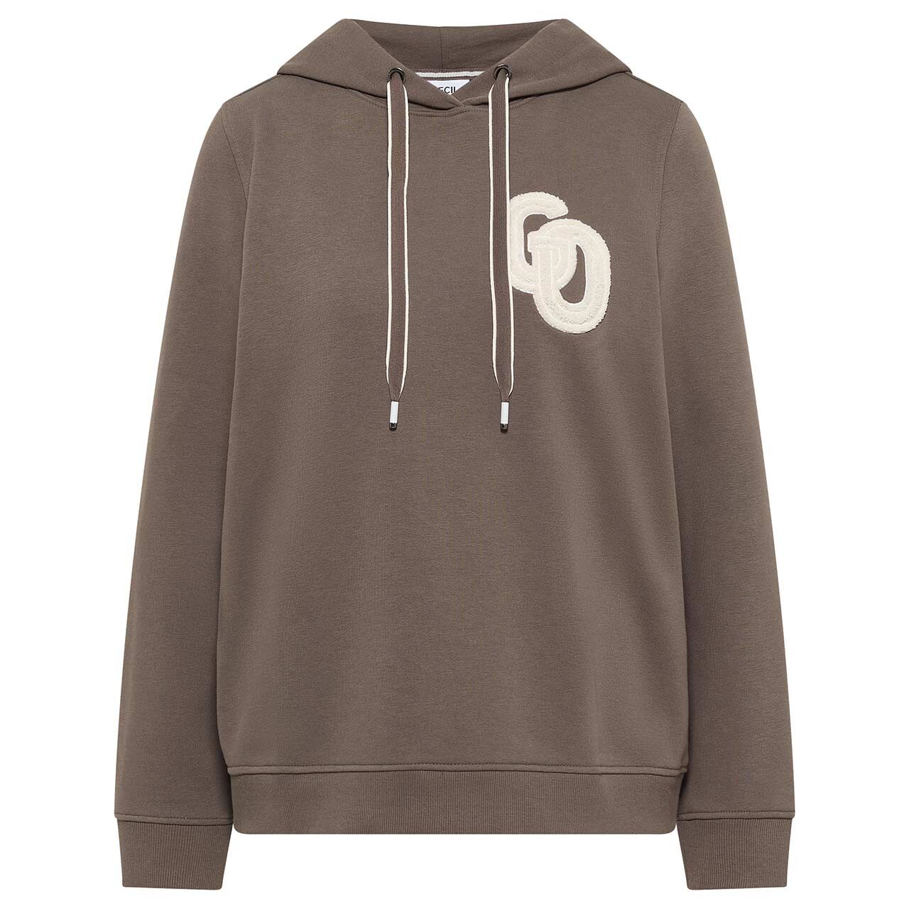 Cecil Damen Hoodie Sweatshirt Embroidery urban taupe