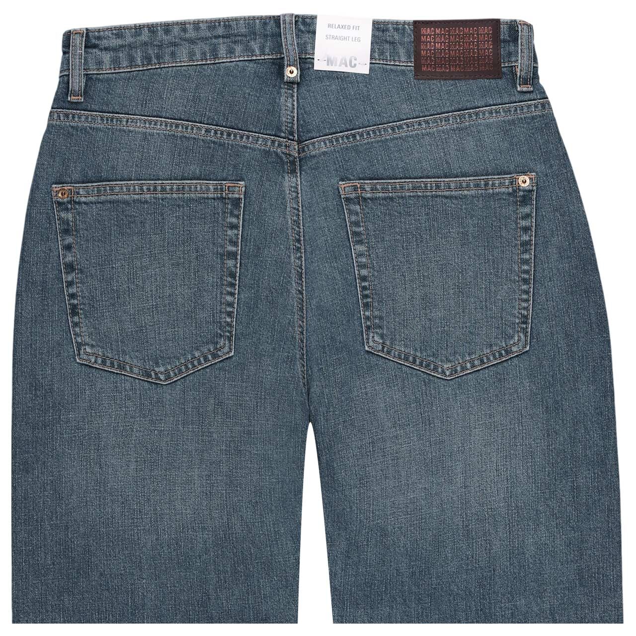 Damen 7/8 Jeans Boyfriend von MAC in Blau verwaschen, detaillierte Rückansicht