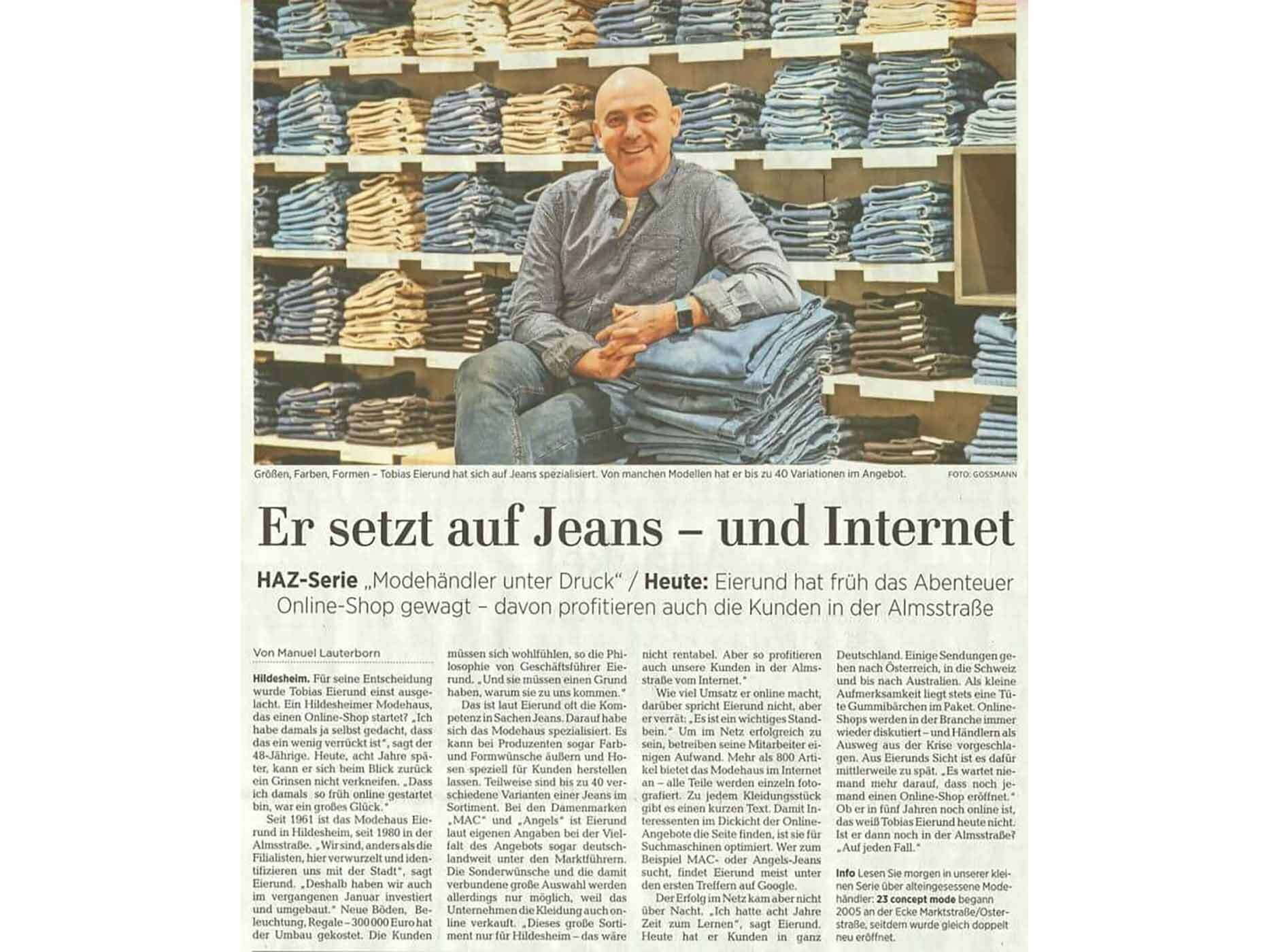 Bild des Zeitungsartikels von Tobias Eierund in der HAZ.