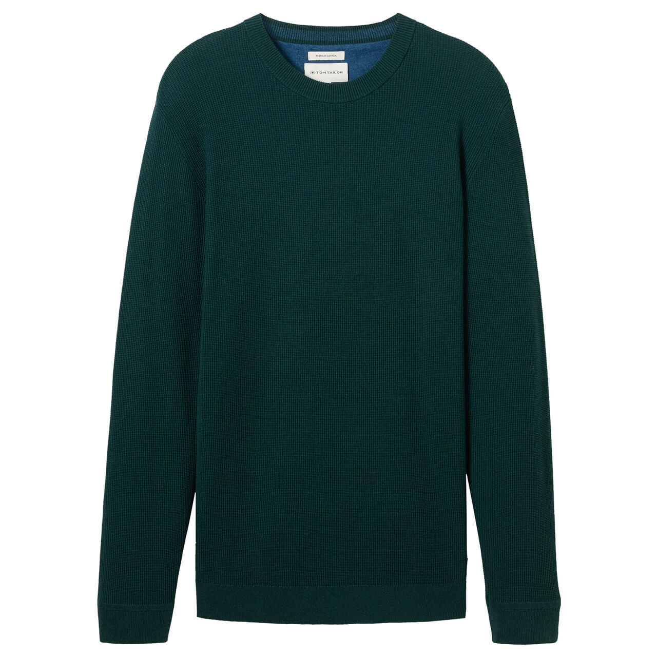 Tom Tailor Herren Pullover Structured Crewneck Knit dark tree green melange