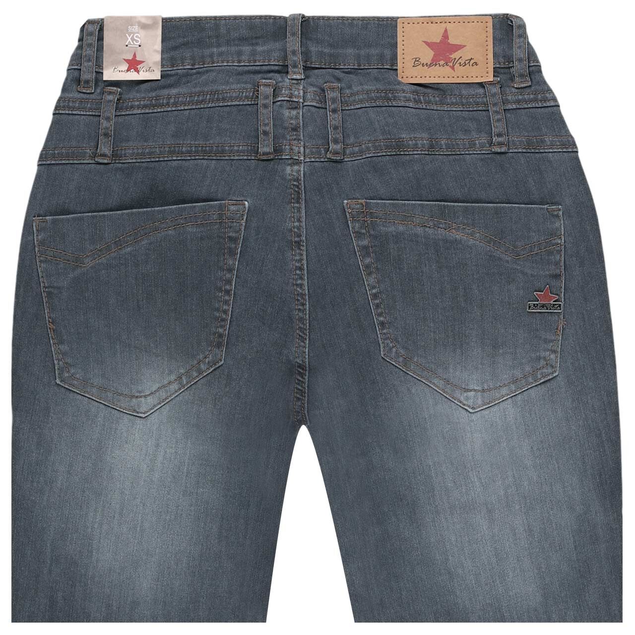 Damenjeans Florida Cropped Stretch Denim von Buena Vista in Grau angewaschen, detaillierte Rückansicht