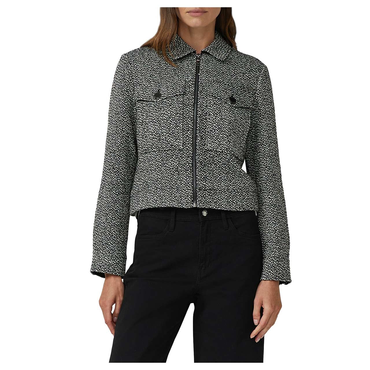 Damen Bouclé Jacke von s.Oliver in Schwarz-Weiß, Ganzkörperansicht