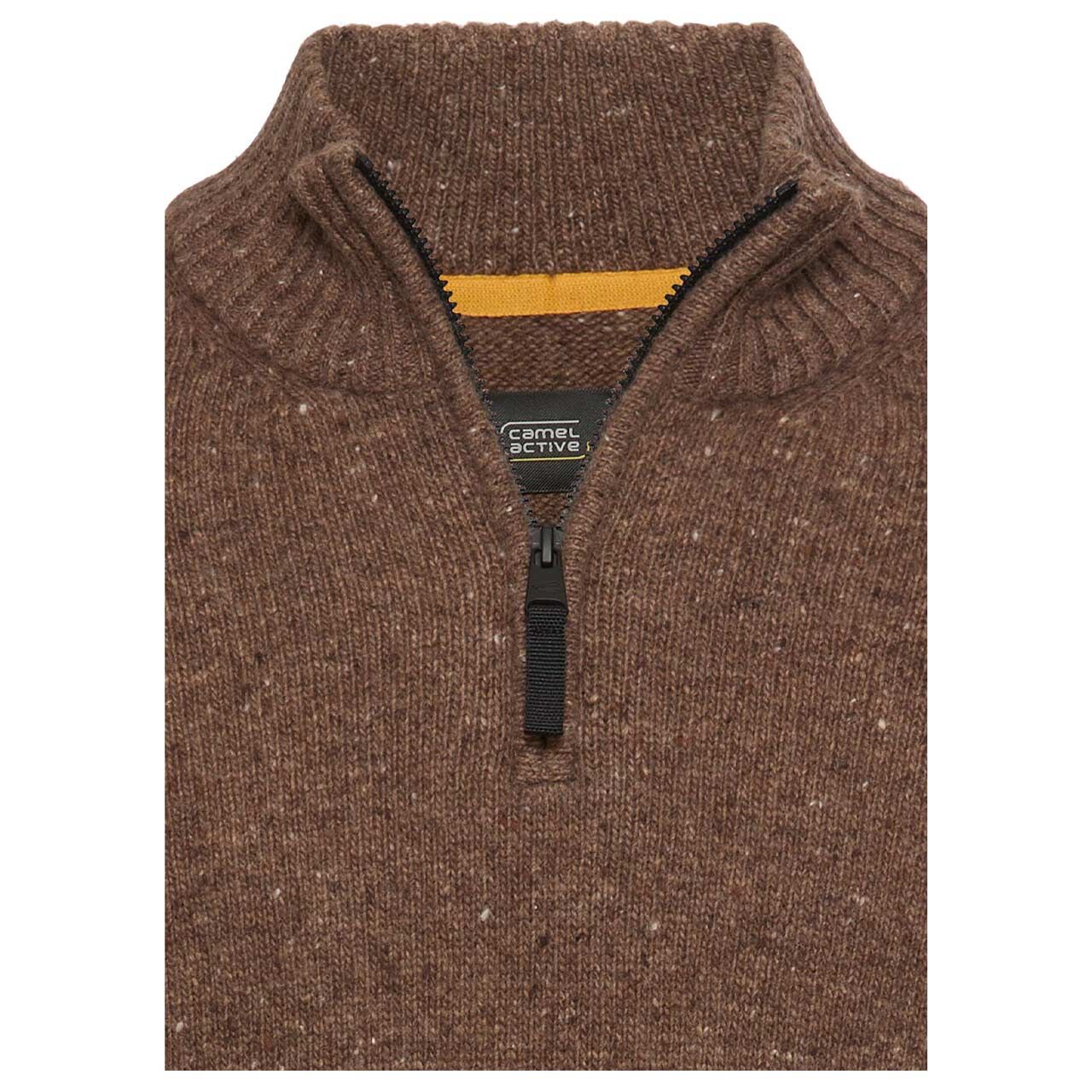 Herren Pullover Troyer von Camel active in der Farbe Braun meliert, Rückansicht