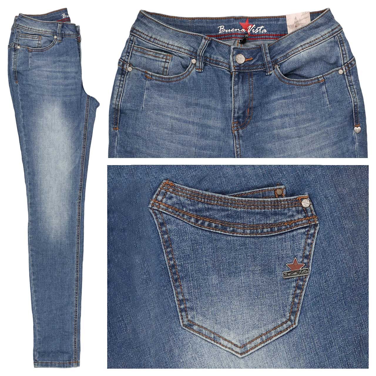 Buena Vista Malibu-Zip High Stretch Denim Jeans mid stone