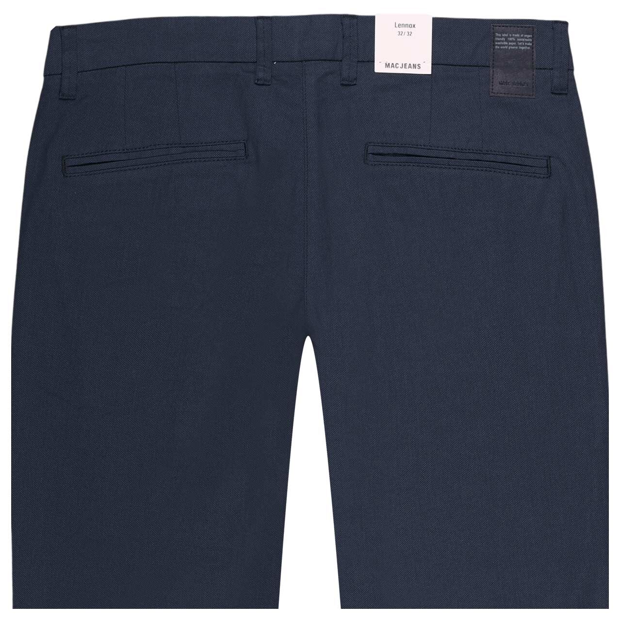 Herren Lennox Chino Baumwollhose von MAC in Dunkelblau mit Print, Rückansicht