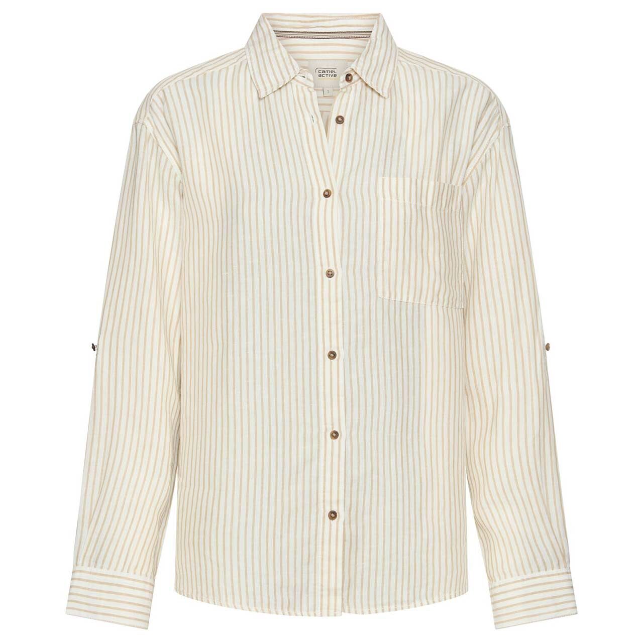 Camel active Damen Langarm Bluse sand white stripes