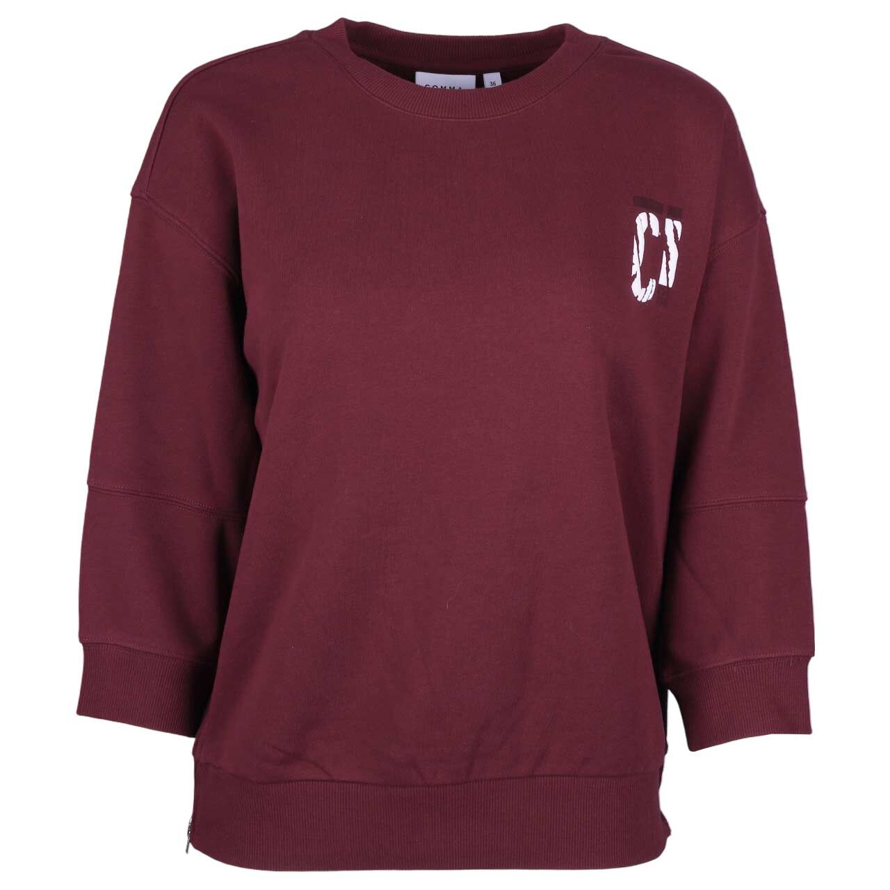Comma Damen 3/4 Arm Sweatshirt bordeaux