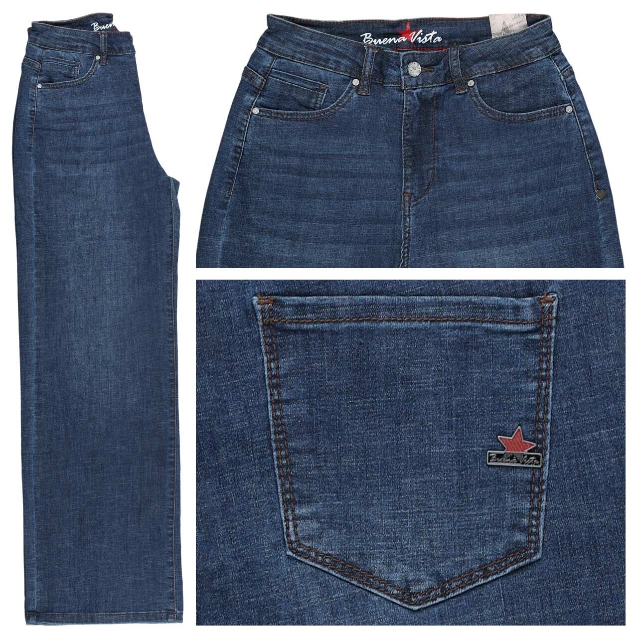 Buena Vista Wide Leg Cross Denim Jeans dark stone