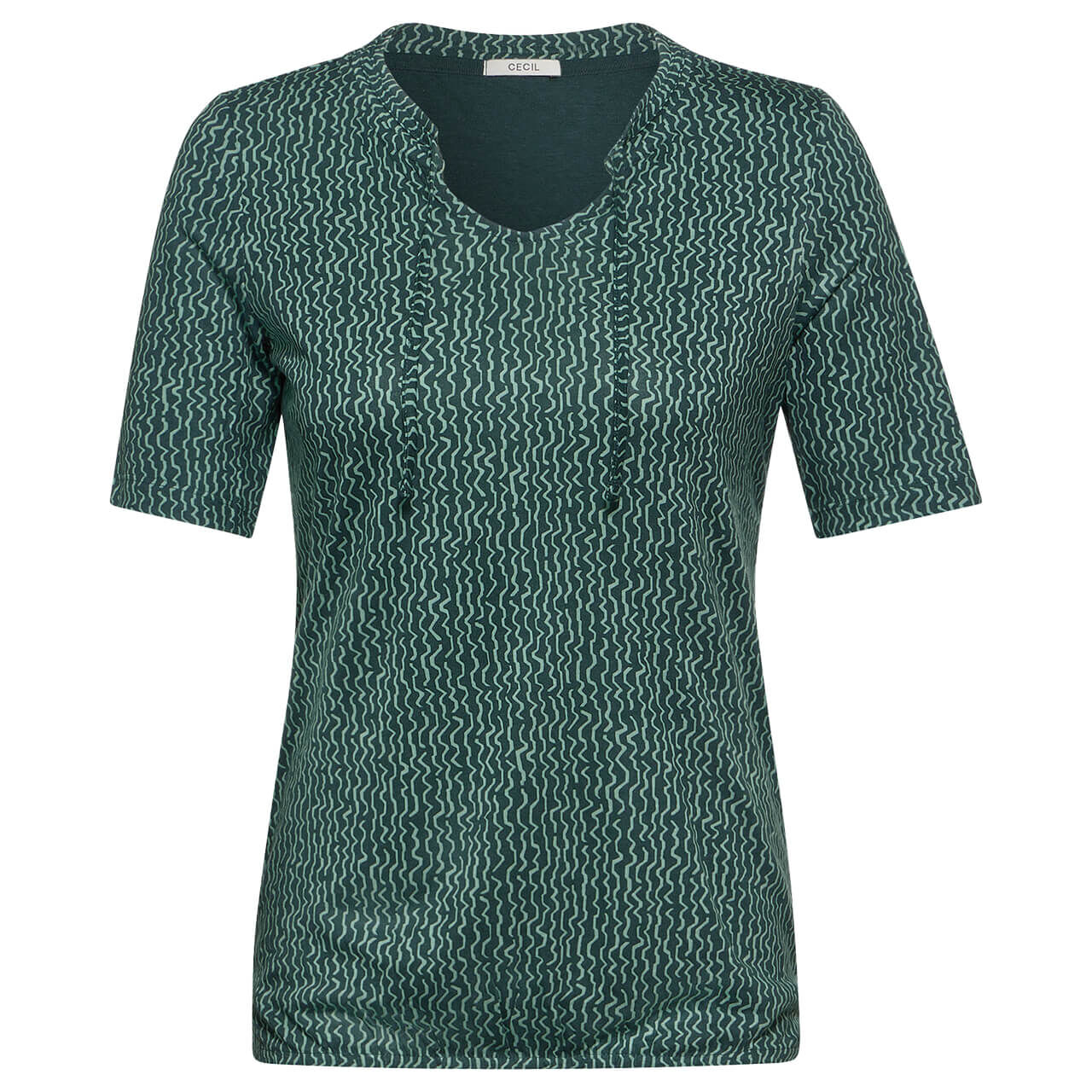 Cecil Damen T-Shirt Tunic with Strings fir green
