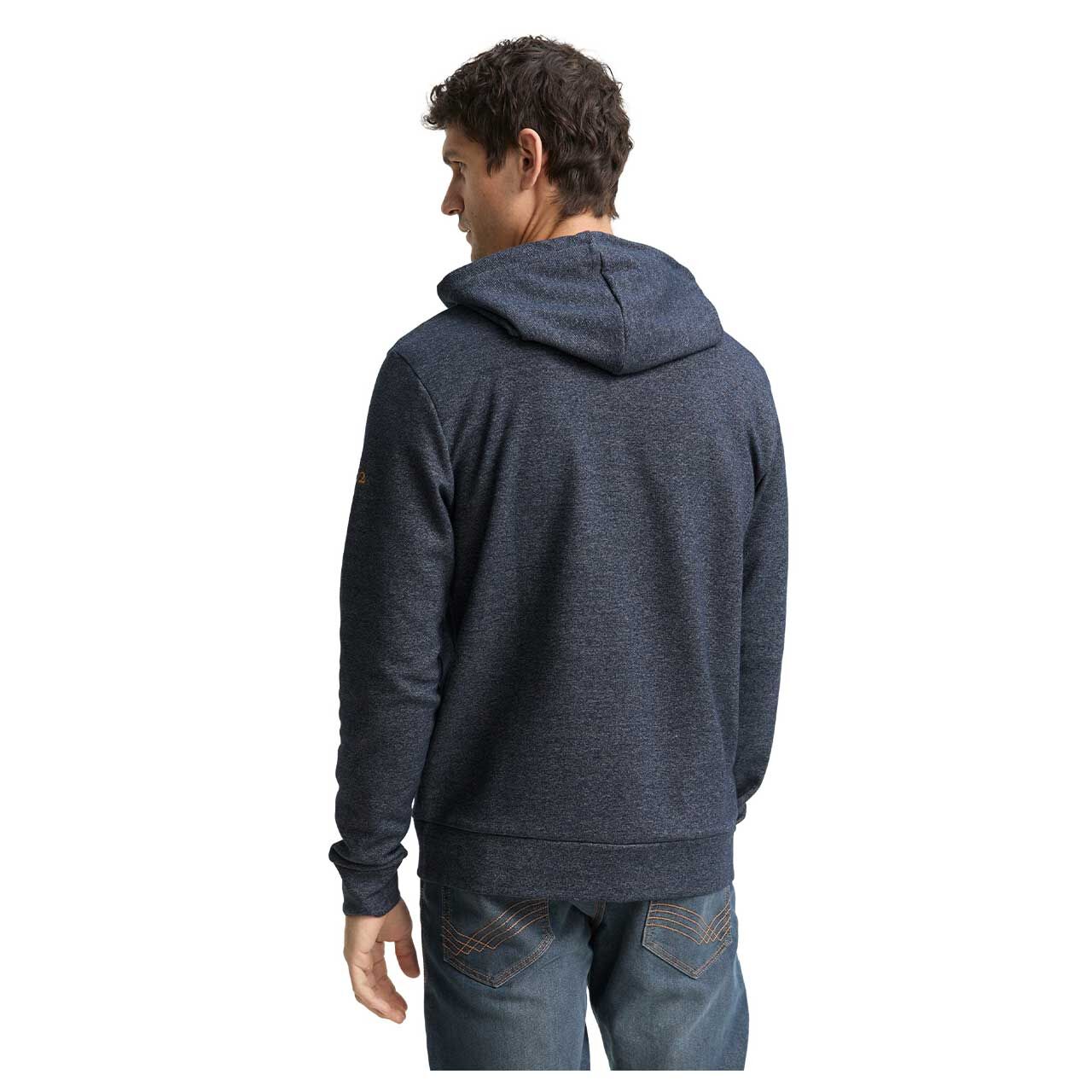 Herren Hoodie Sweatjacke von Tom Tailor in Dunkelblau meliert, Rückansicht am Model